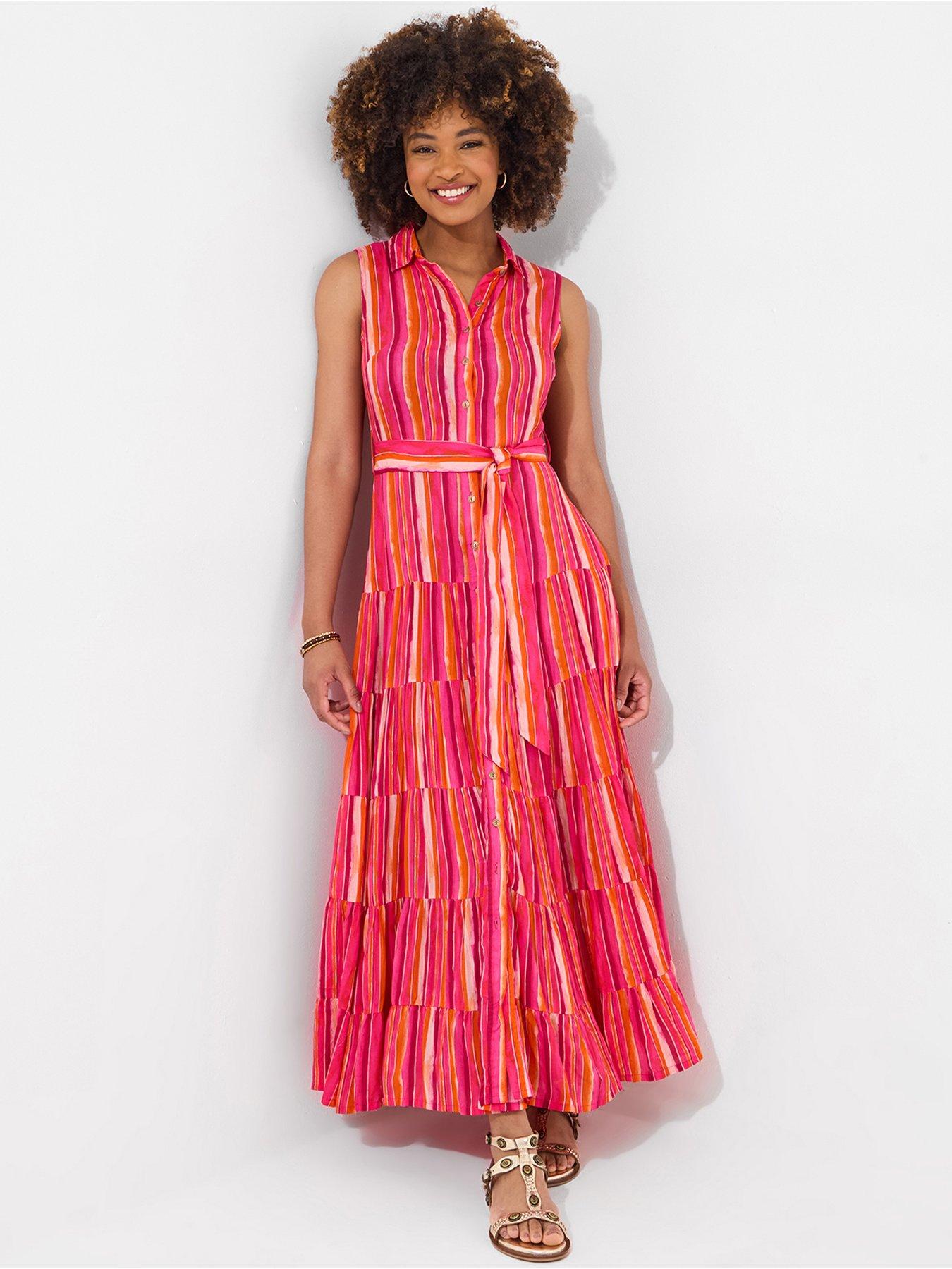 Image 1 of 6 of Joe Browns Petite Lucy Stripe Sleeveless Maxi Dress - Pink