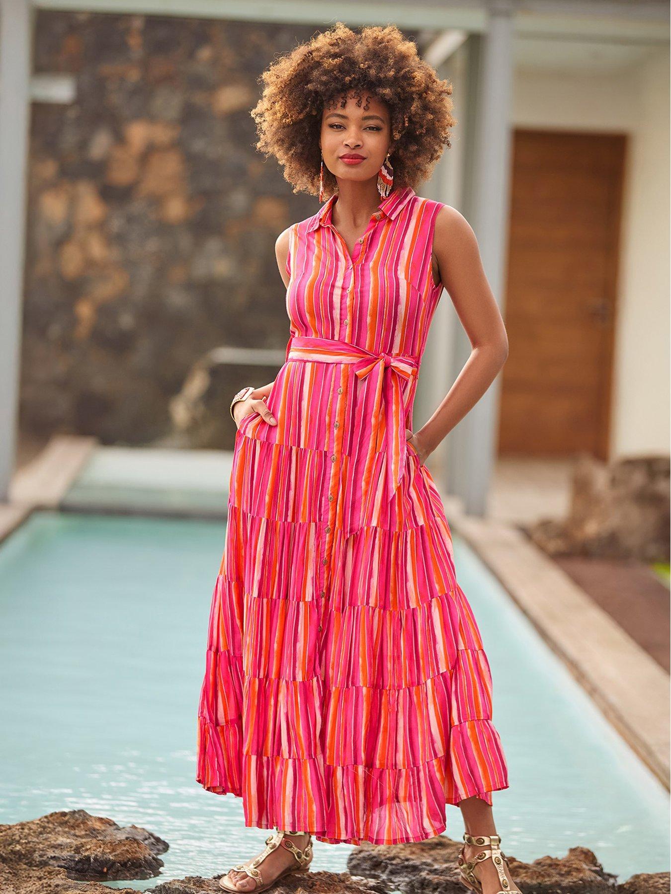 Image 2 of 6 of Joe Browns Petite Lucy Stripe Sleeveless Maxi Dress - Pink