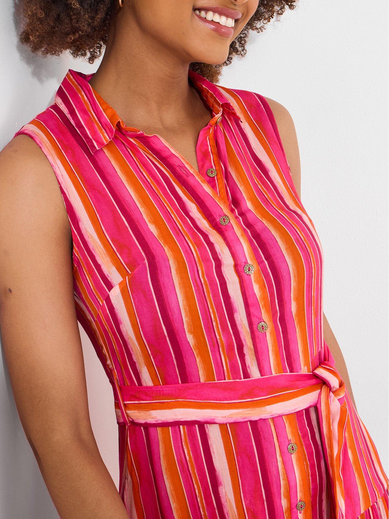 Image 4 of 6 of Joe Browns Petite Lucy Stripe Sleeveless Maxi Dress - Pink