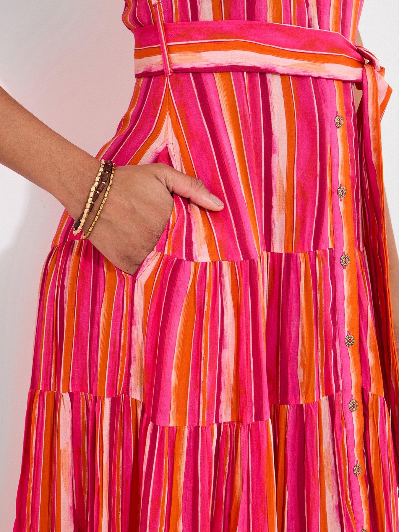 Image 5 of 6 of Joe Browns Petite Lucy Stripe Sleeveless Maxi Dress - Pink