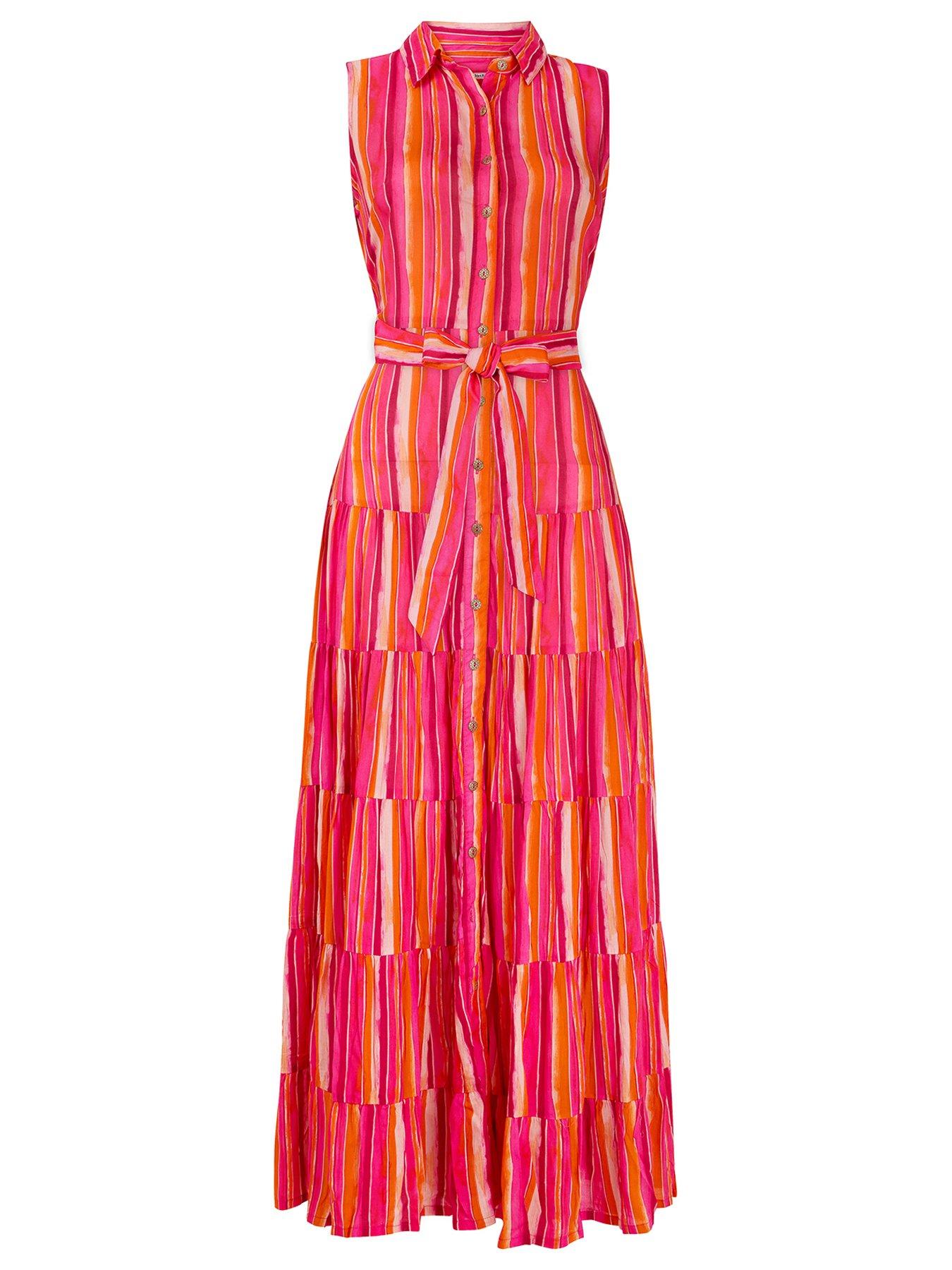 Image 6 of 6 of Joe Browns Petite Lucy Stripe Sleeveless Maxi Dress - Pink