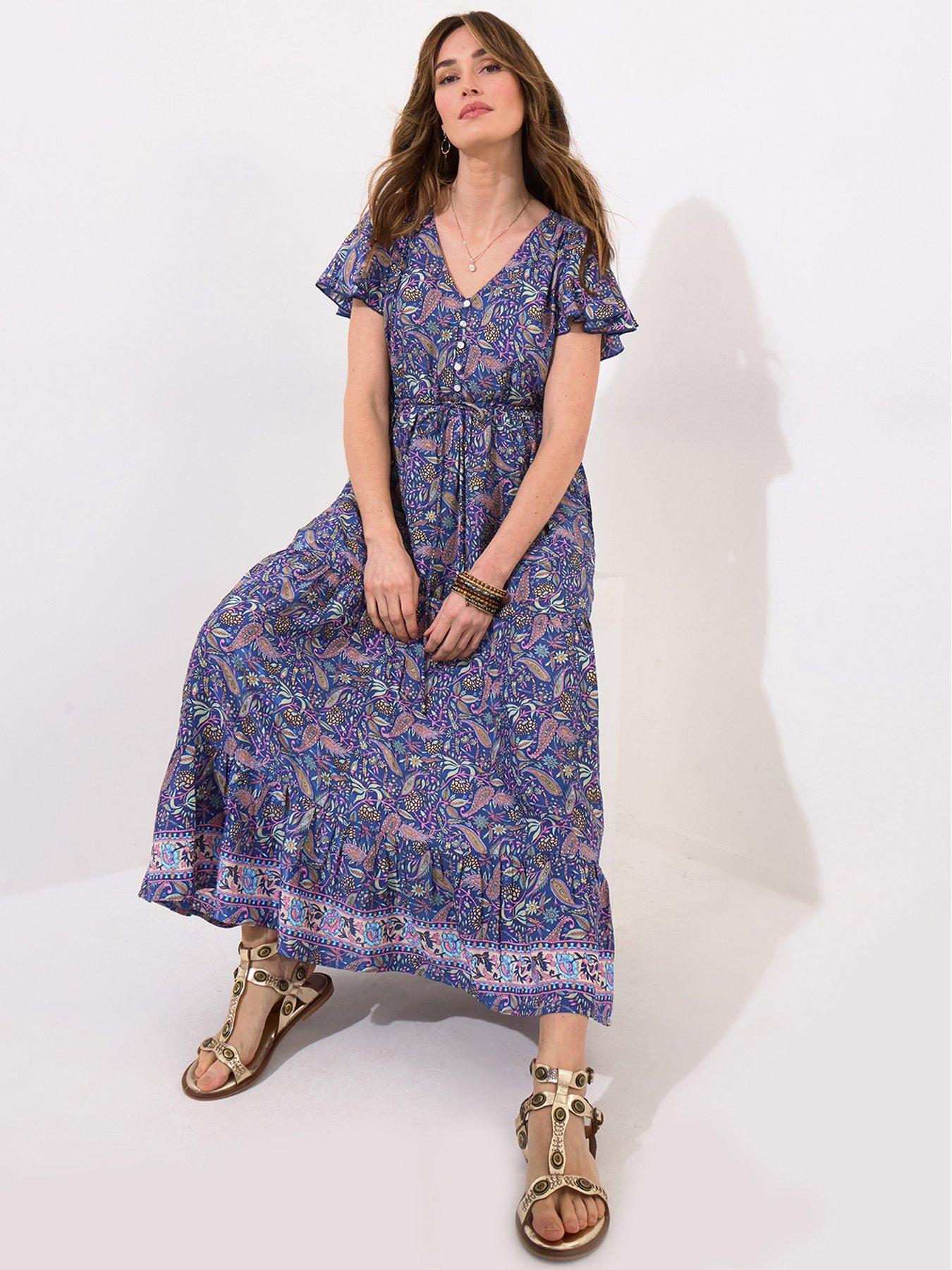 undefined Petite Christie Boho Printed Maxi Dress - Navy