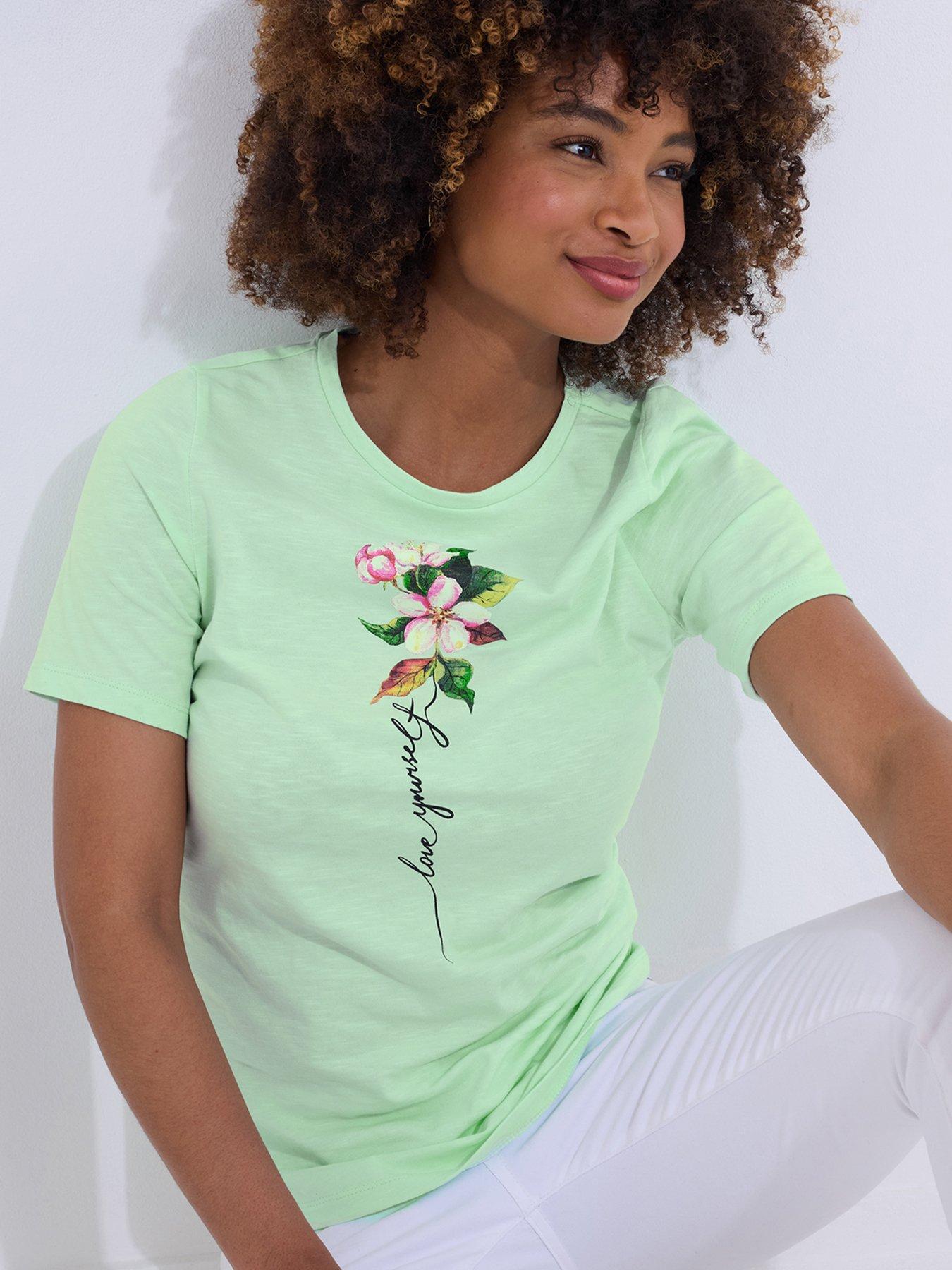 undefined Pretty Floral Graphic Tee - Mint