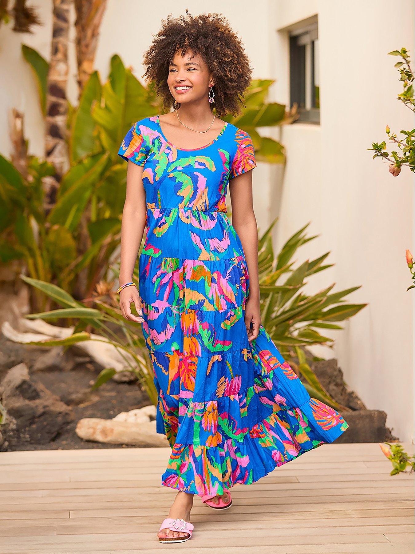 undefined Petite Sensational Summer Crinkle Cotton Dress - Blue