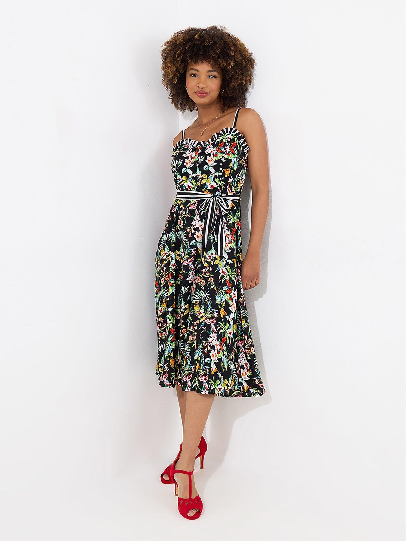 Image 1 of 5 of Joe Browns Maya Tropical Print Dress - Black