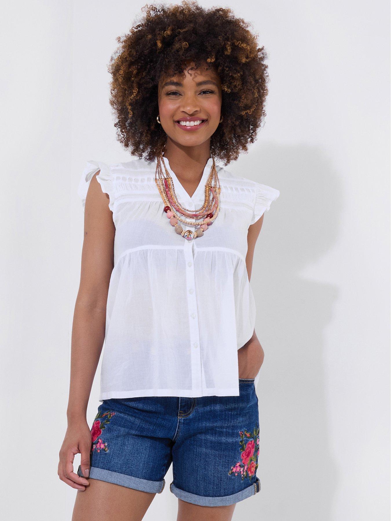 undefined Prettiest Pintuck Cotton Blouse - White