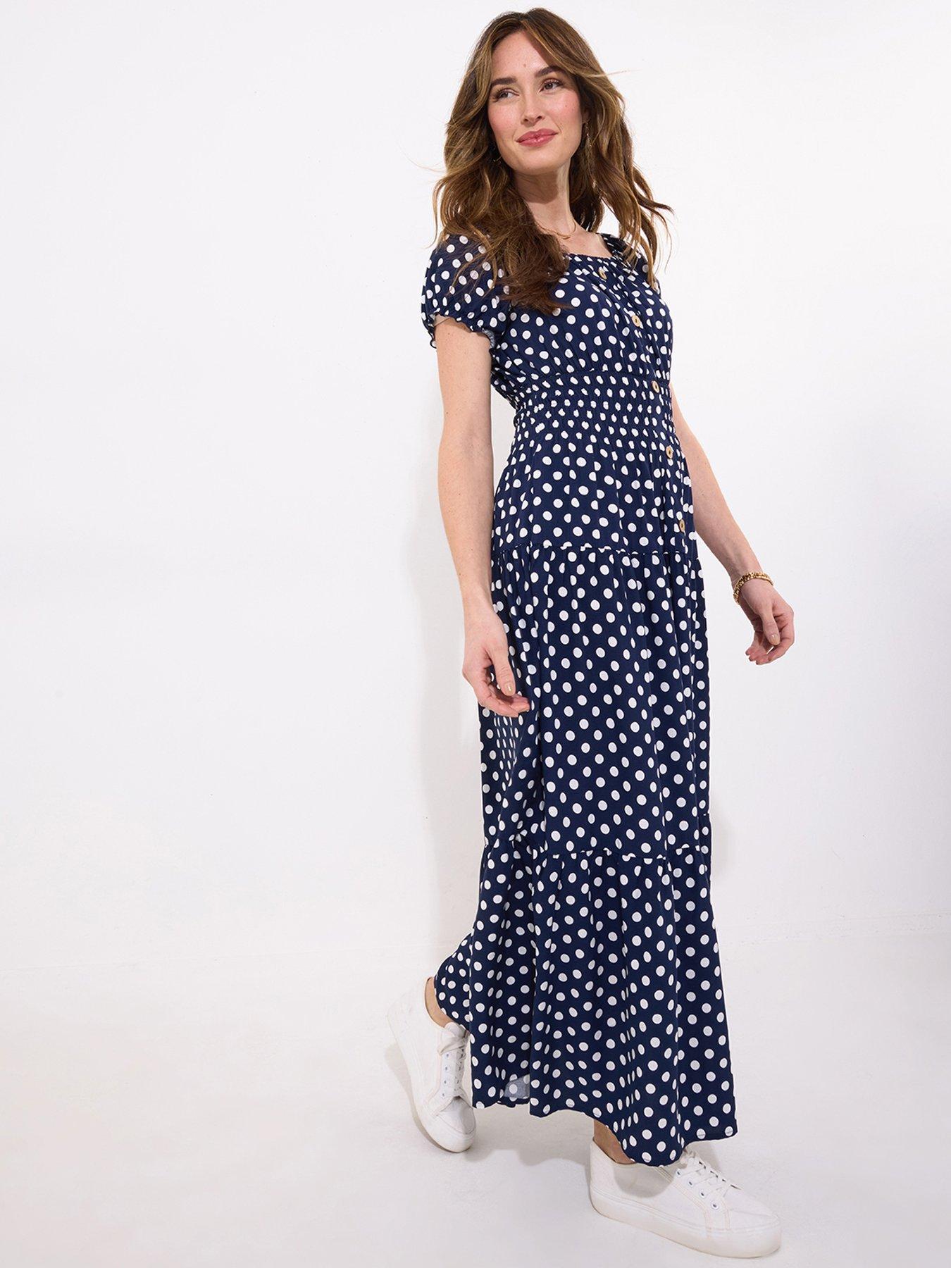 undefined Perfectly Polka Dot Maxi Dress - Navy