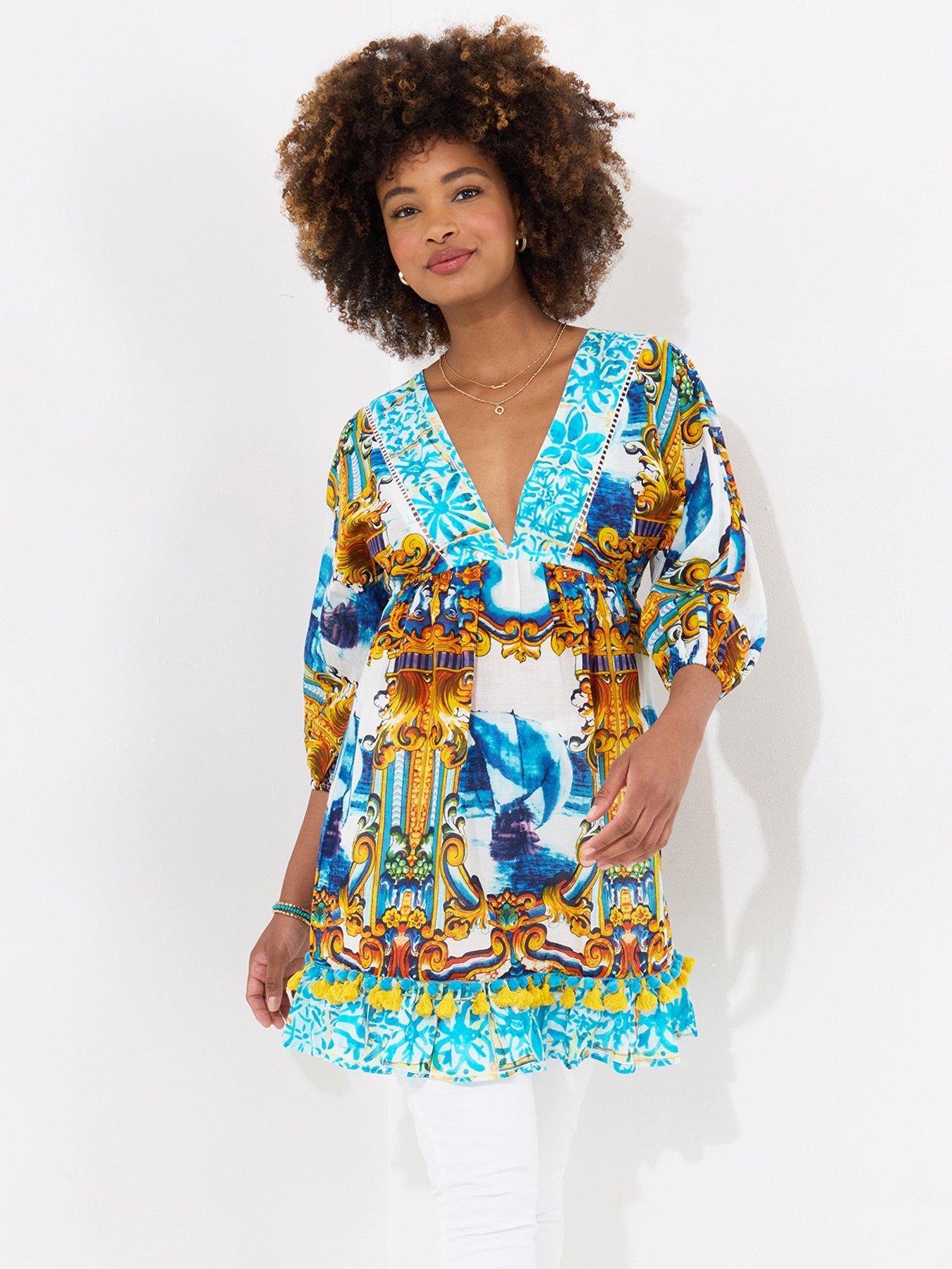 undefined Sail Away Printed Tunic - Blue