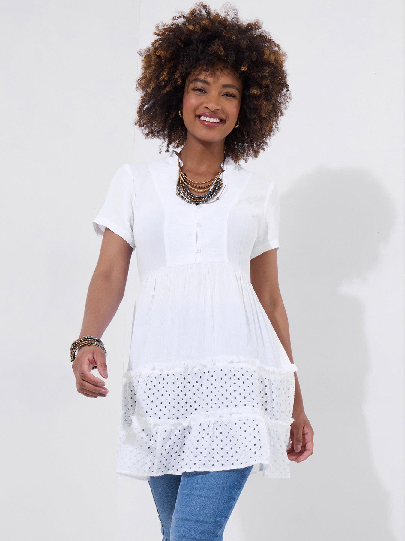 undefined All Summer Long Embroidered Cotton Tunic - White