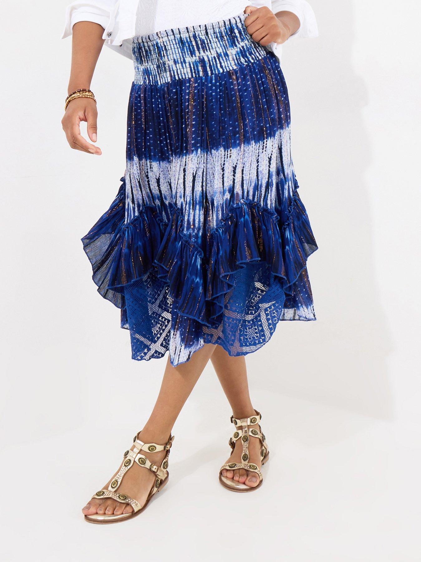 Joe Browns Ocean Blues Tie-Dye Cut-About Skirt - Blue
