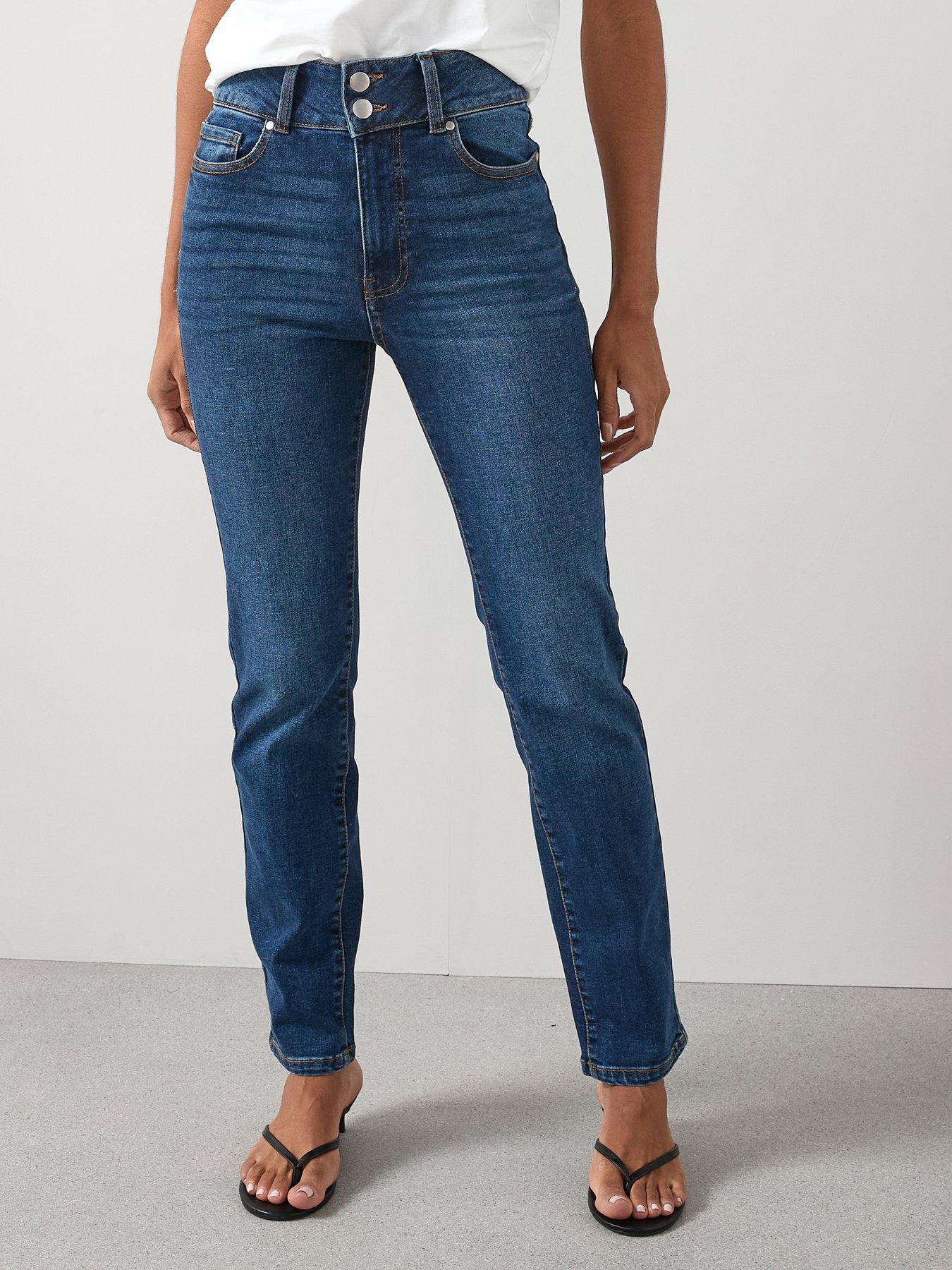 V by Very Shaping Straight Fit Jeans - Dark Wash