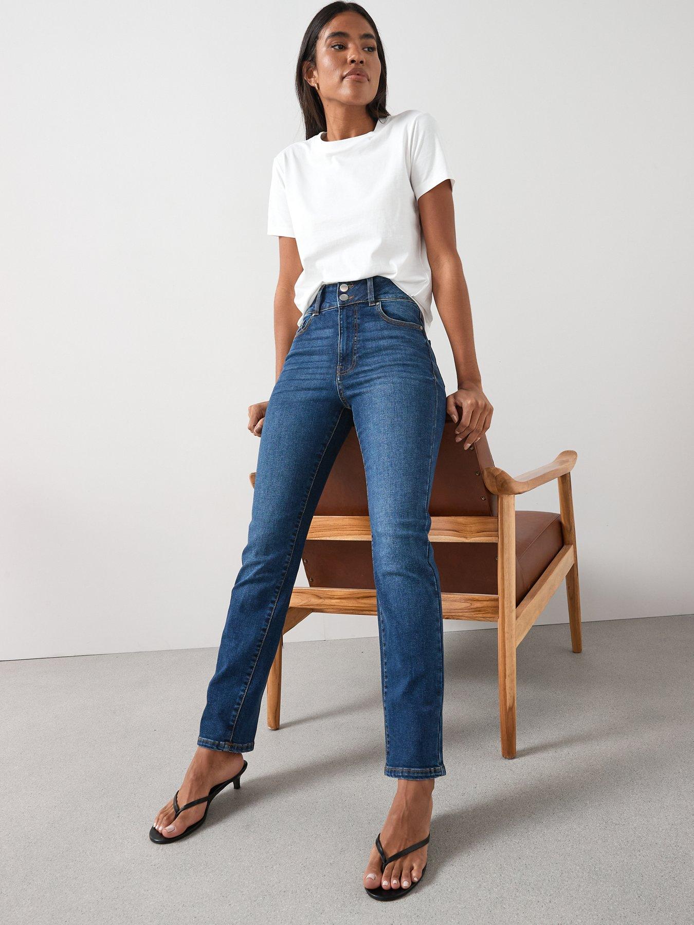 Image 3 of 7 of The Very Collection Shaping Straight Fit Jeans - Dark Wash