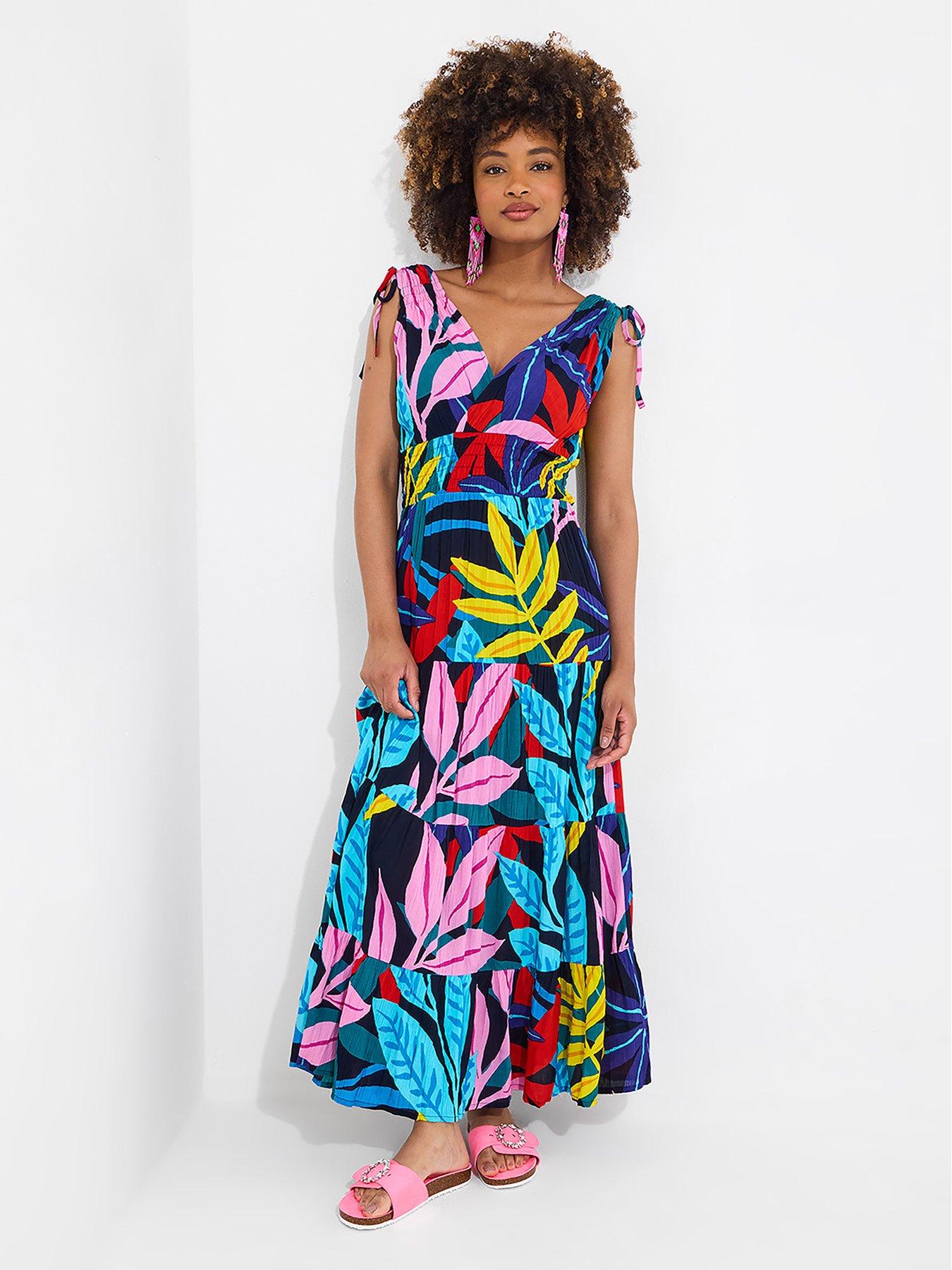 undefined Petite Yazmin Tie Shoulder Maxi Dress - Multi