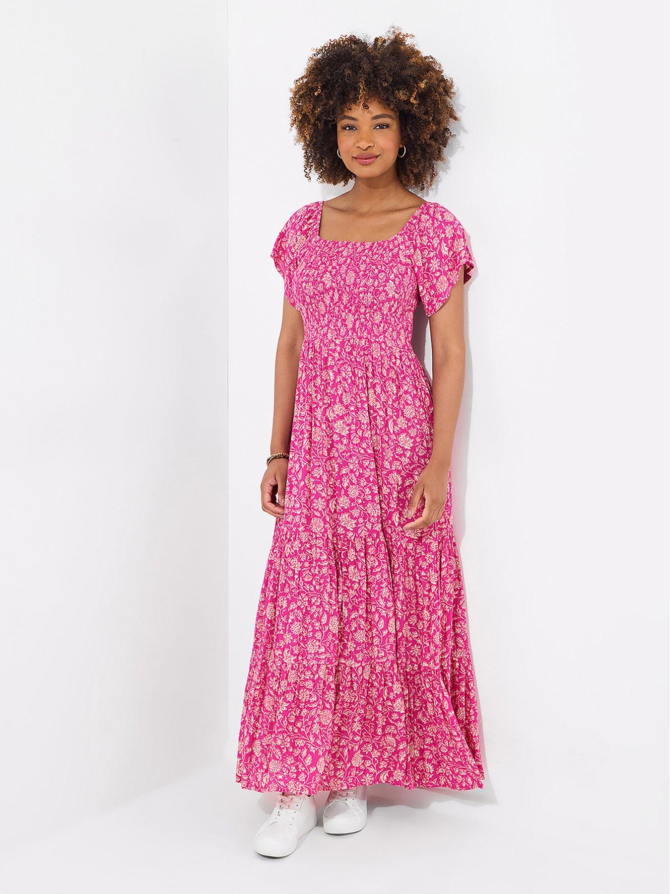 undefined Petite Orla Shirred Bodice Maxi Dress - Pink
