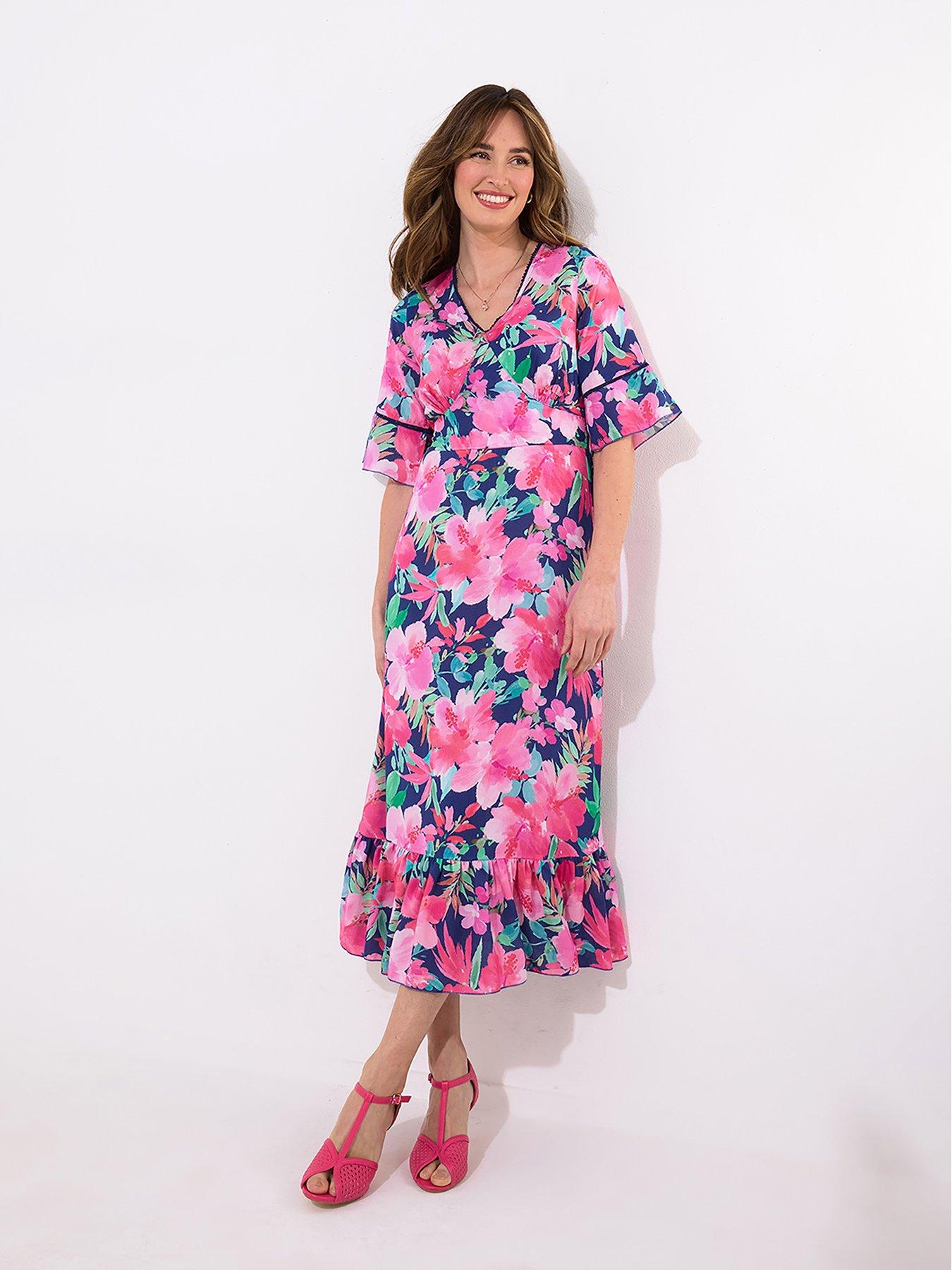 Image 1 of 5 of Joe Browns Constance Floral Print Dress - Navy