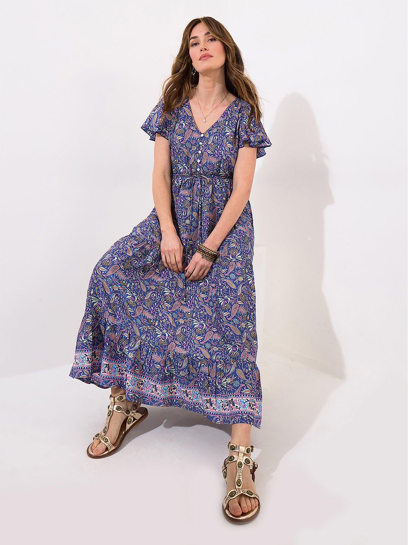 undefined Christie Boho Printed Maxi Dress - Navy