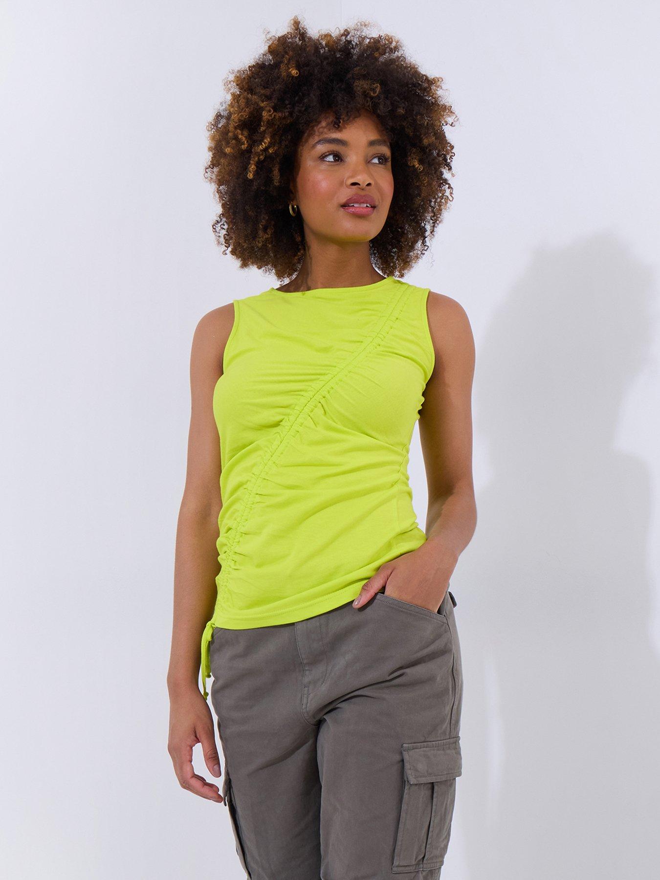 undefined Summer Brights Ruched Vest - Lime