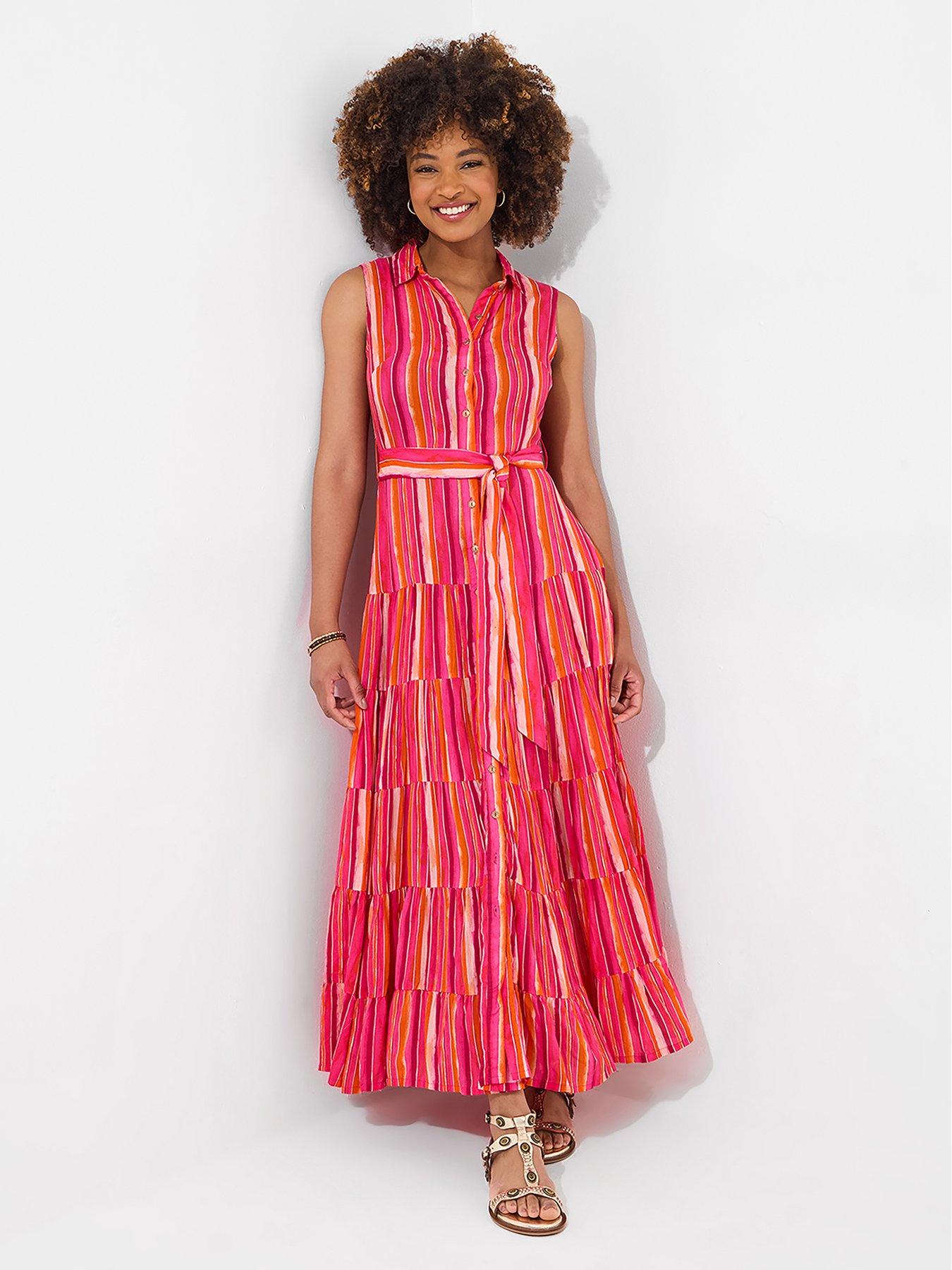 Joe Browns: Lucy Stripe Sleeveless Maxi Dress - Pink