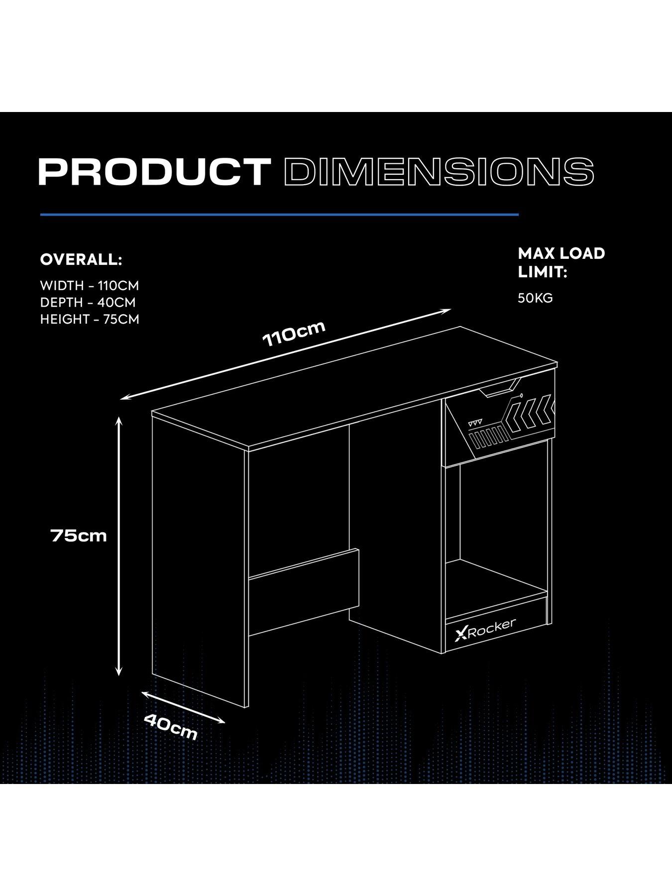 Image 7 of 7 of X Rocker Octane Gaming Desk with Drawer - Blue