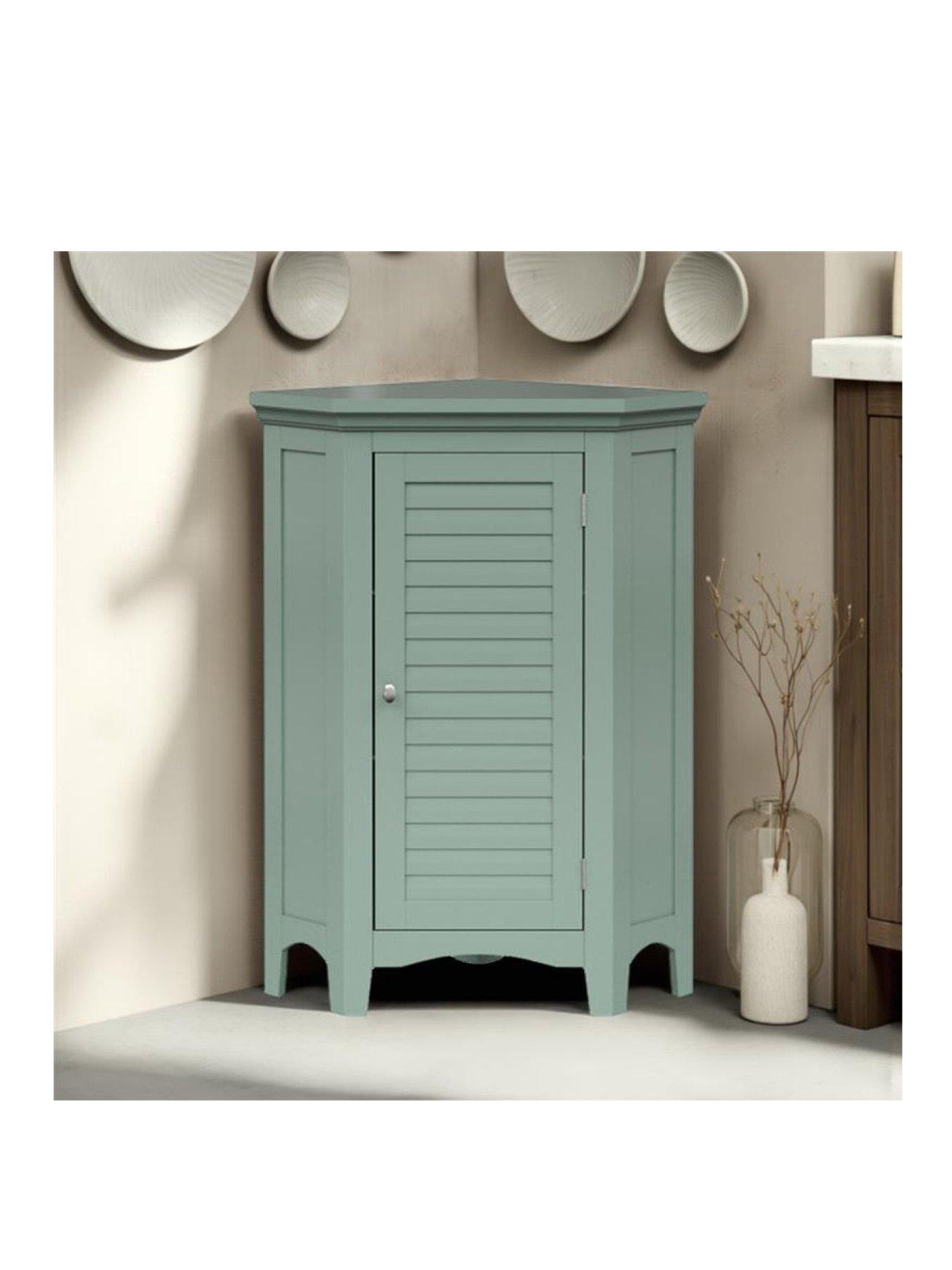 Image 2 of 6 of Teamson Home Glancy One Shutter Doors Wooden Corner Stand Floor Cabinet 34"