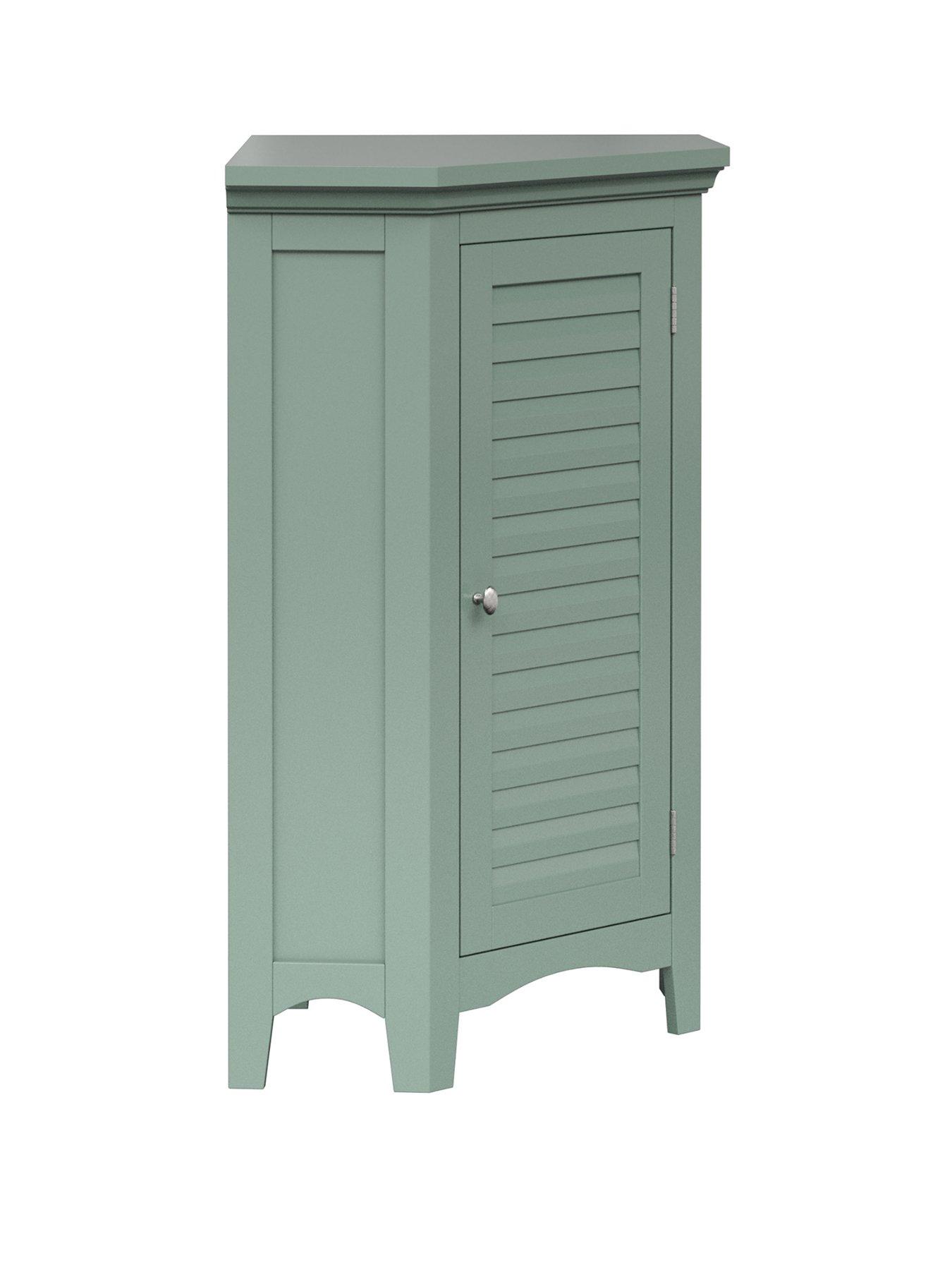 Image 3 of 6 of Teamson Home Glancy One Shutter Doors Wooden Corner Stand Floor Cabinet 34"