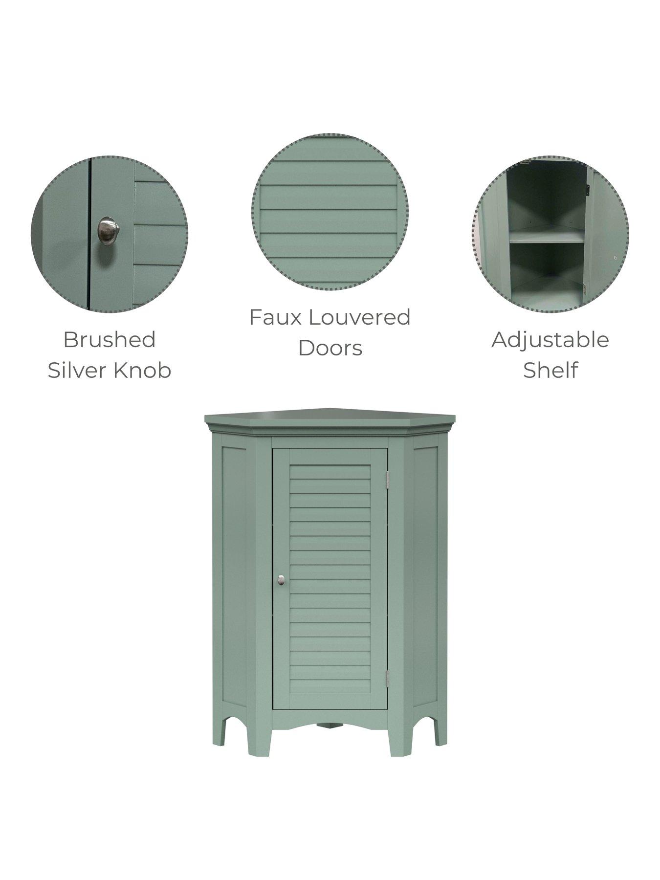 Image 4 of 6 of Teamson Home Glancy One Shutter Doors Wooden Corner Stand Floor Cabinet 34"