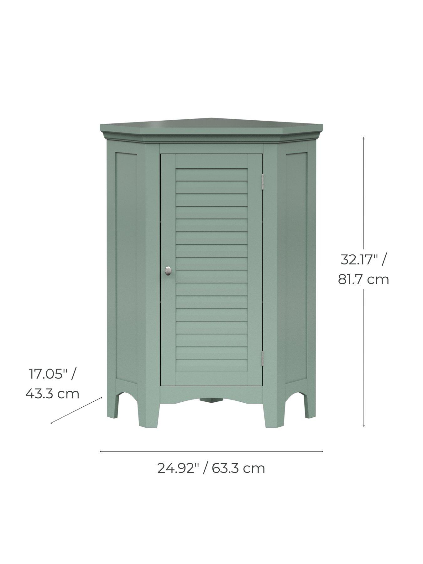 Image 5 of 6 of Teamson Home Glancy One Shutter Doors Wooden Corner Stand Floor Cabinet 34"
