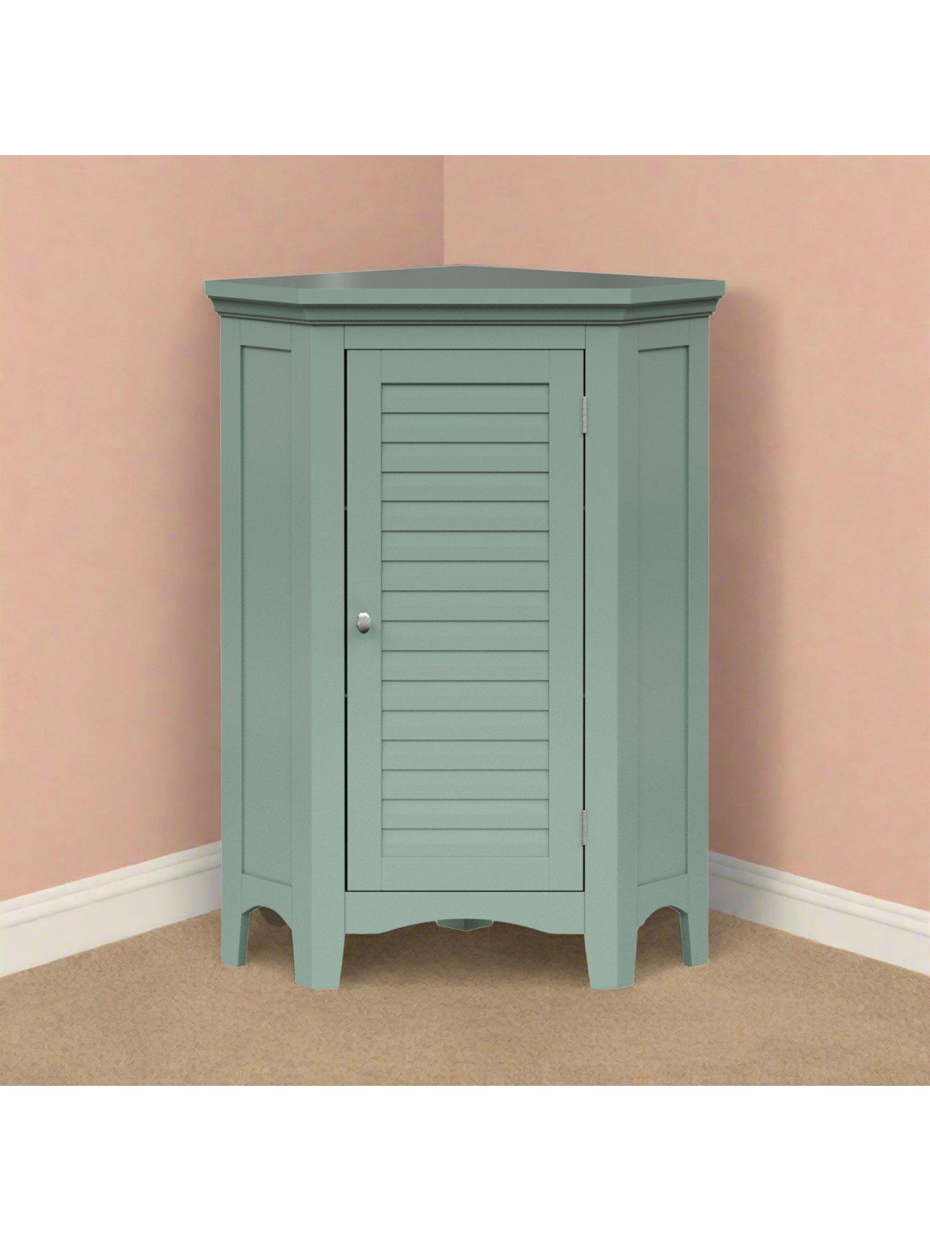 Image 6 of 6 of Teamson Home Glancy One Shutter Doors Wooden Corner Stand Floor Cabinet 34"