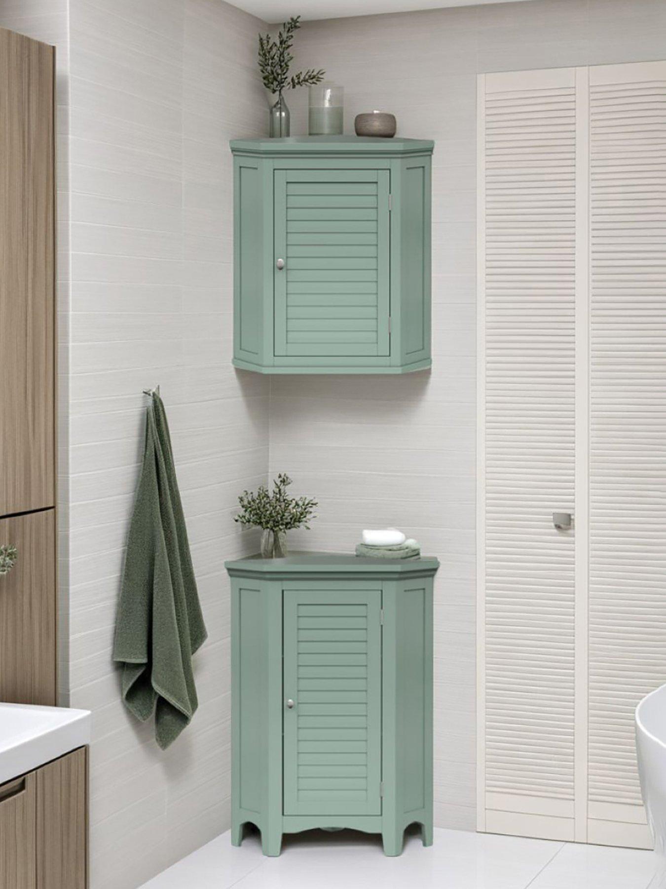 undefined Glancy One Shutter Doors Wooden Corner Wall Cabinet 24"