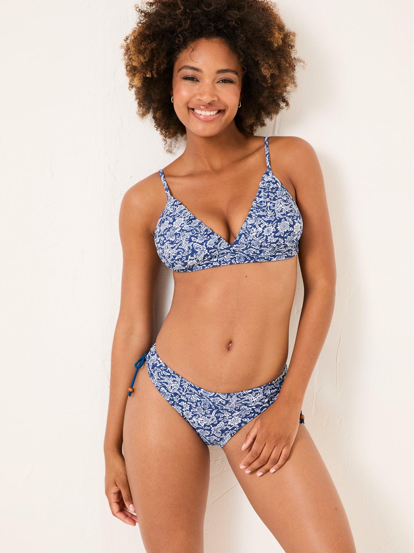 undefined Bonne Woodblock Bikini Bottom - Blue