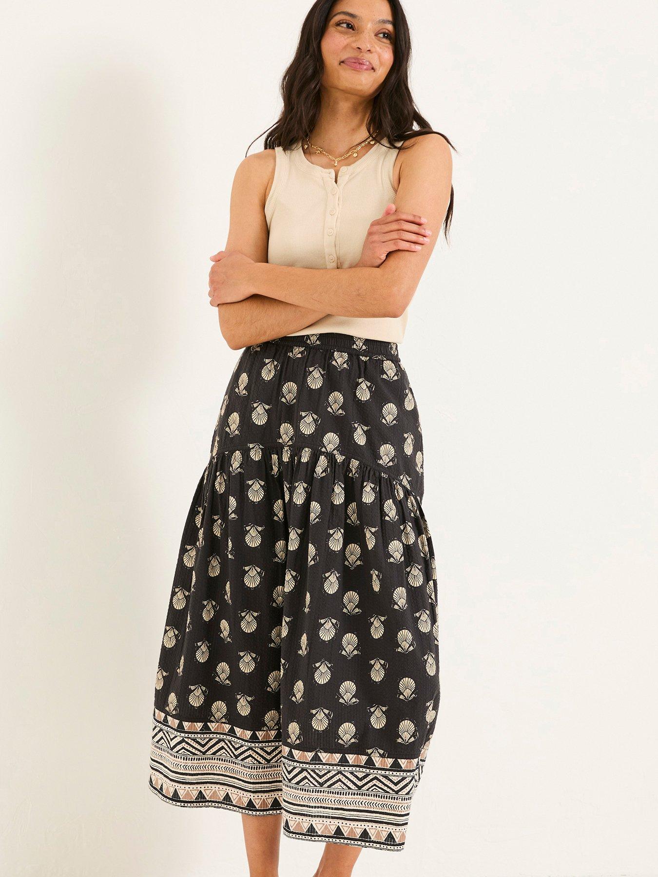 FatFace Betty Lino Shells Skirt - Black