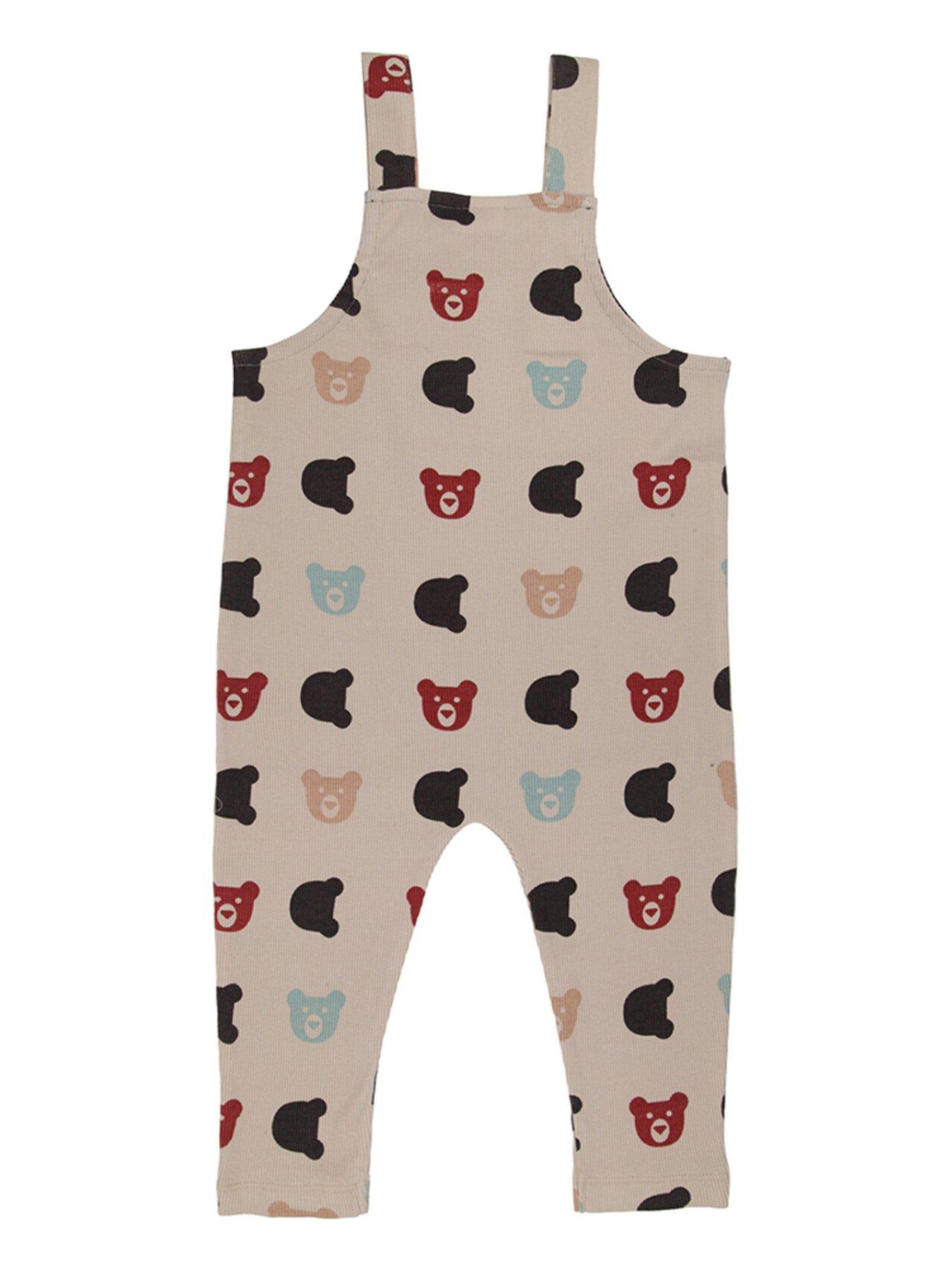 Image 2 of 4 of Turtledove London Kids Rib Bear Dungarees - Stone
