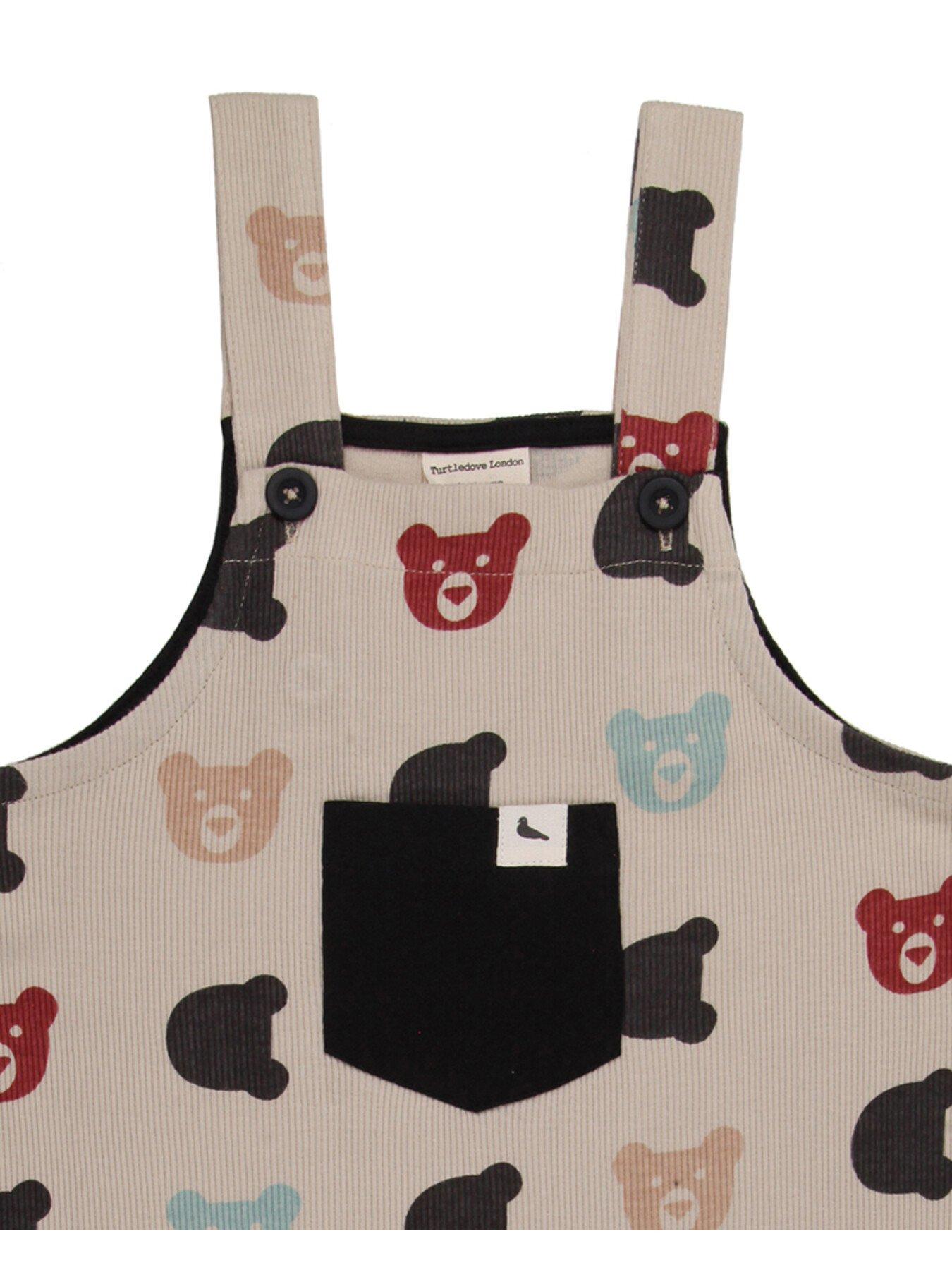 Image 3 of 4 of Turtledove London Kids Rib Bear Dungarees - Stone