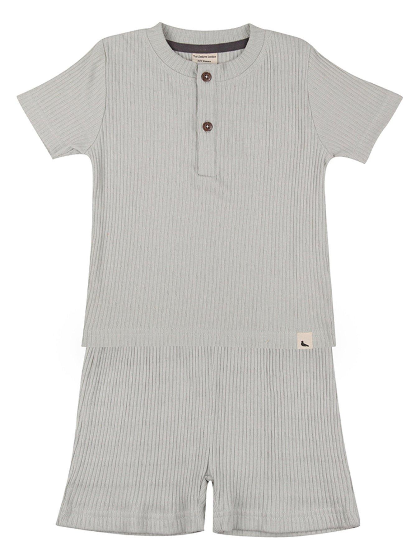 Turtledove London Kids Sky Textured T-Shirt And Shorts Set - Light Blue