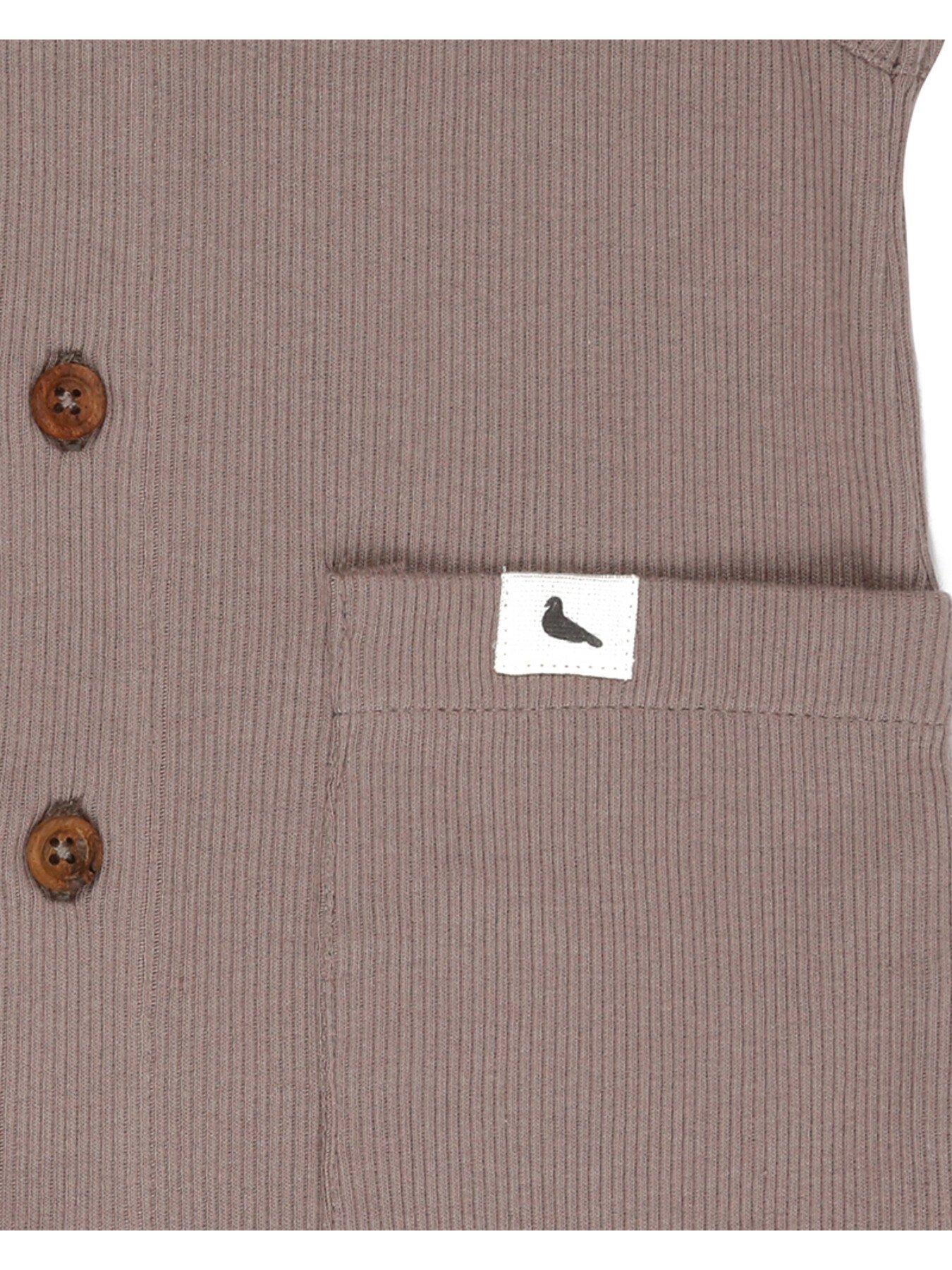 Image 3 of 4 of Turtledove London Kids Rib Dungaree - Stone - Beige