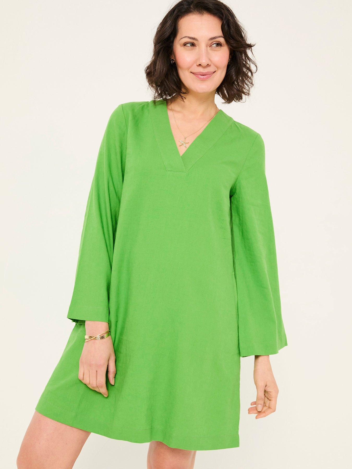 undefined Linen Kaftan Dress - Green