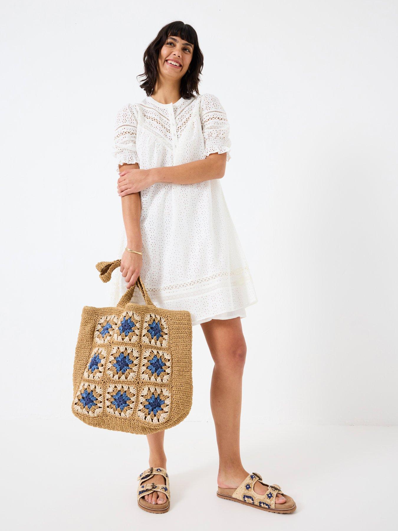 FatFace: Brody Broderie Dress - White