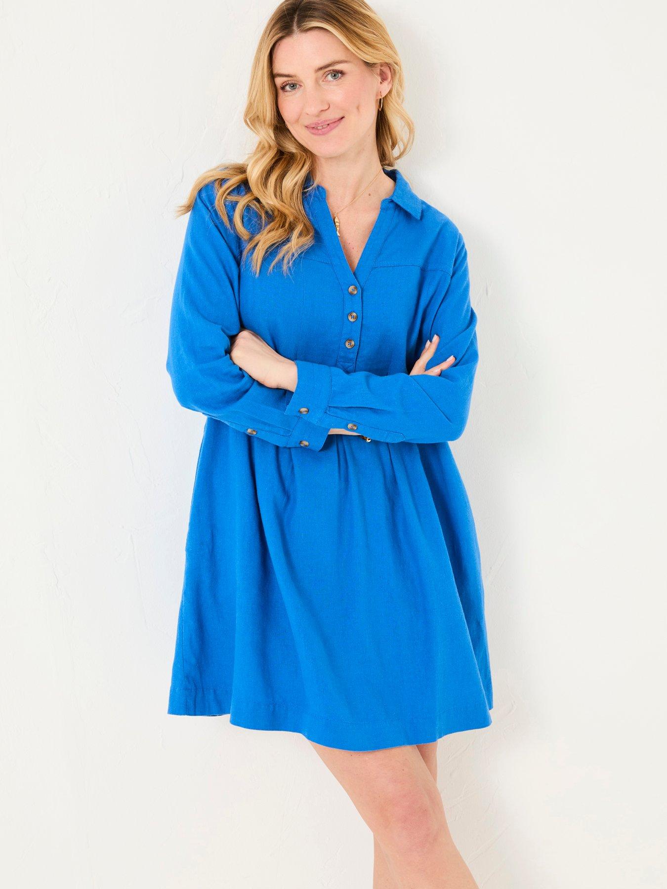 undefined Lena Linen Dress - Blue