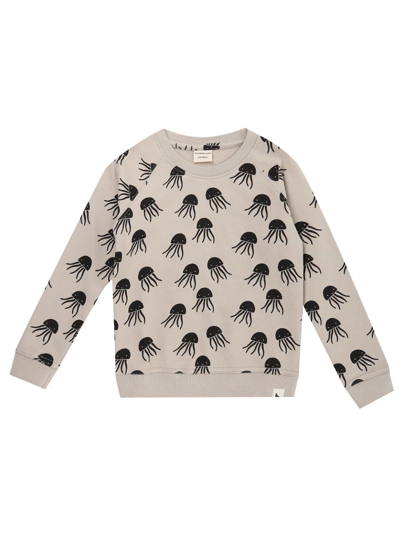 Turtledove London Kids Jellyfish Print Sweatshirt, Beige, Size 3-4 Years