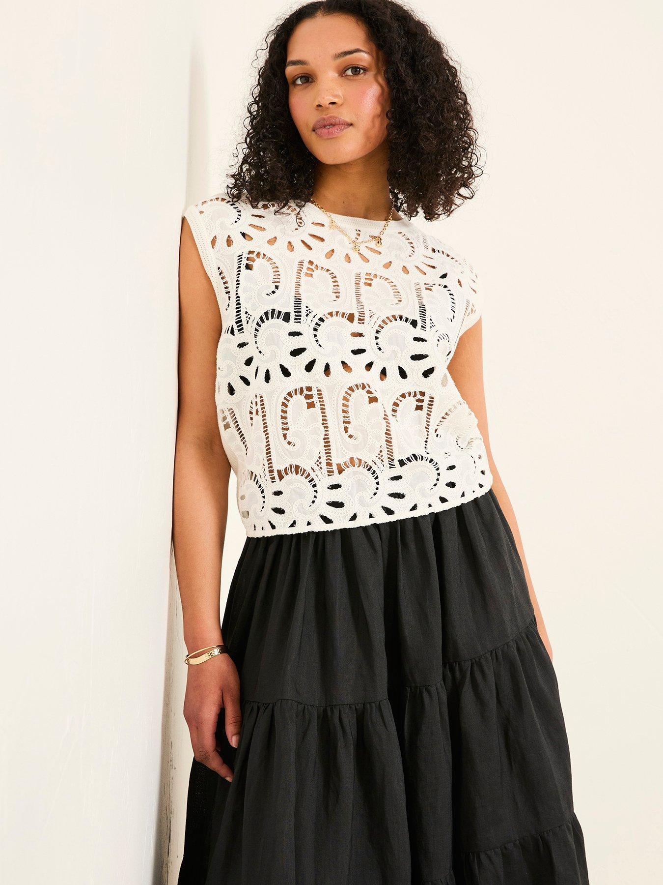 undefined Clover Crochet Top - Ivory