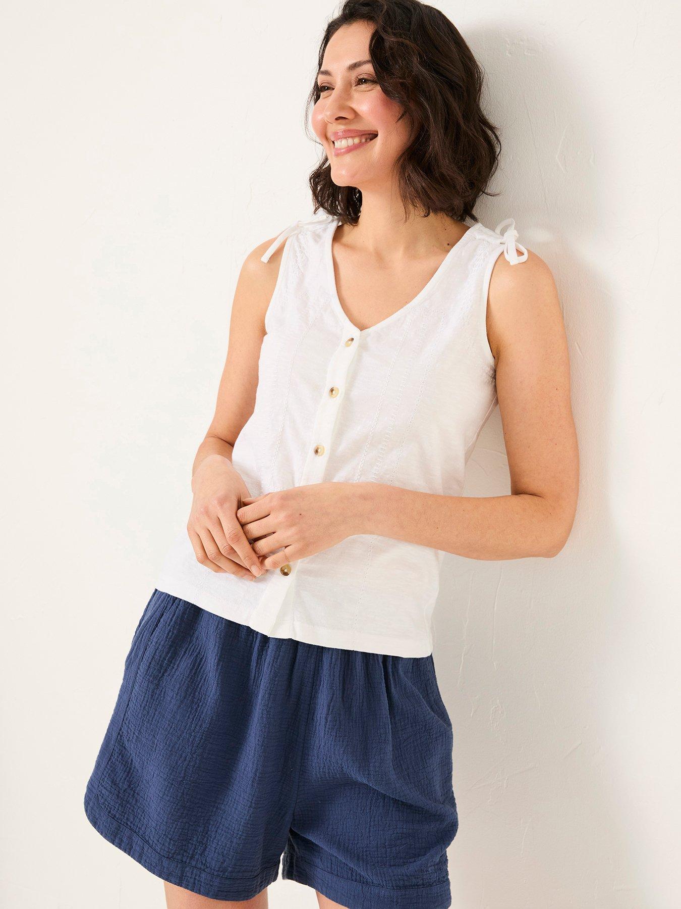 undefined Claudia Embroidered Jersey Tank - White