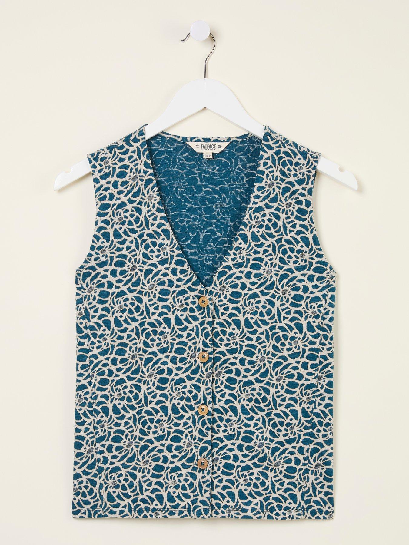Image 3 of 3 of FatFace Joni Shibori Waistcoat - Blue