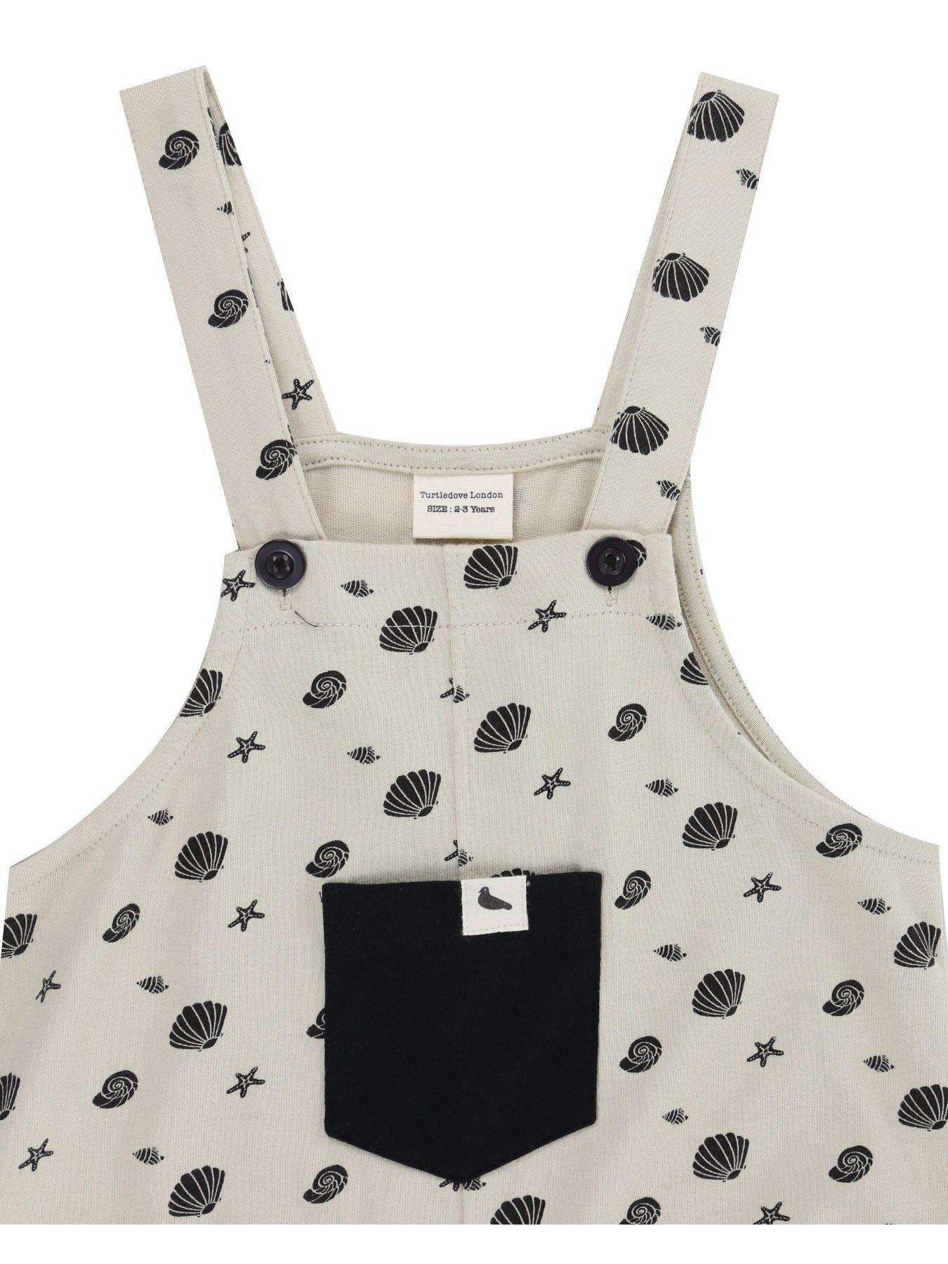 Image 3 of 4 of Turtledove London Kids Shell Print Dungarees - Sand