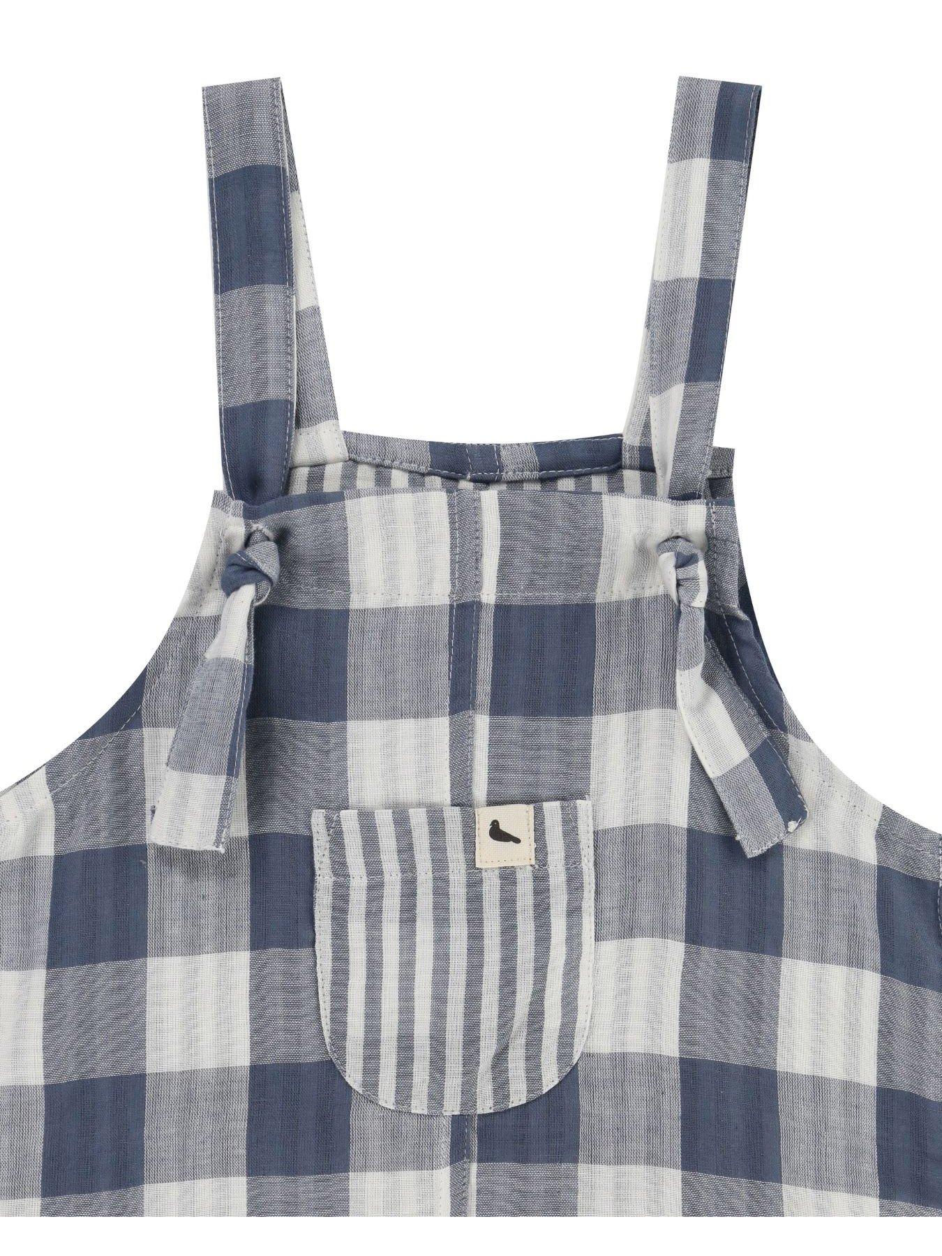 Image 3 of 5 of Turtledove London Kids Marine Check Easy Fit Reversible Dungarees - Blue
