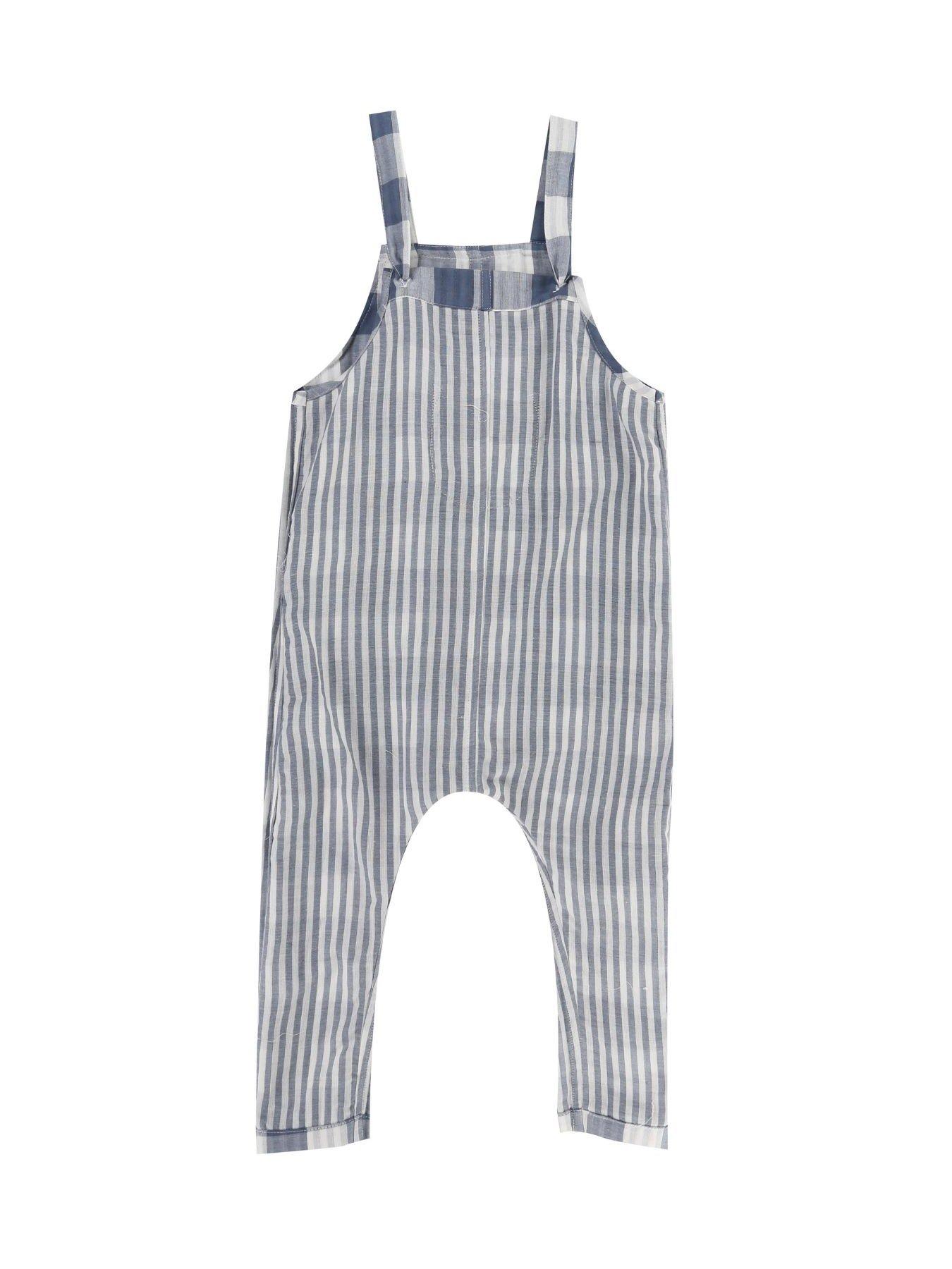 Image 4 of 5 of Turtledove London Kids Marine Check Easy Fit Reversible Dungarees - Blue