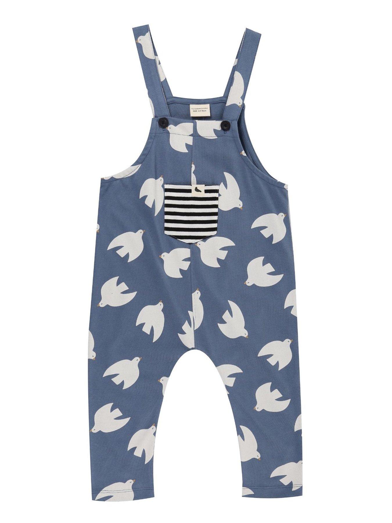 undefined Kids Seagull Easy Fit Dungarees - Ocean