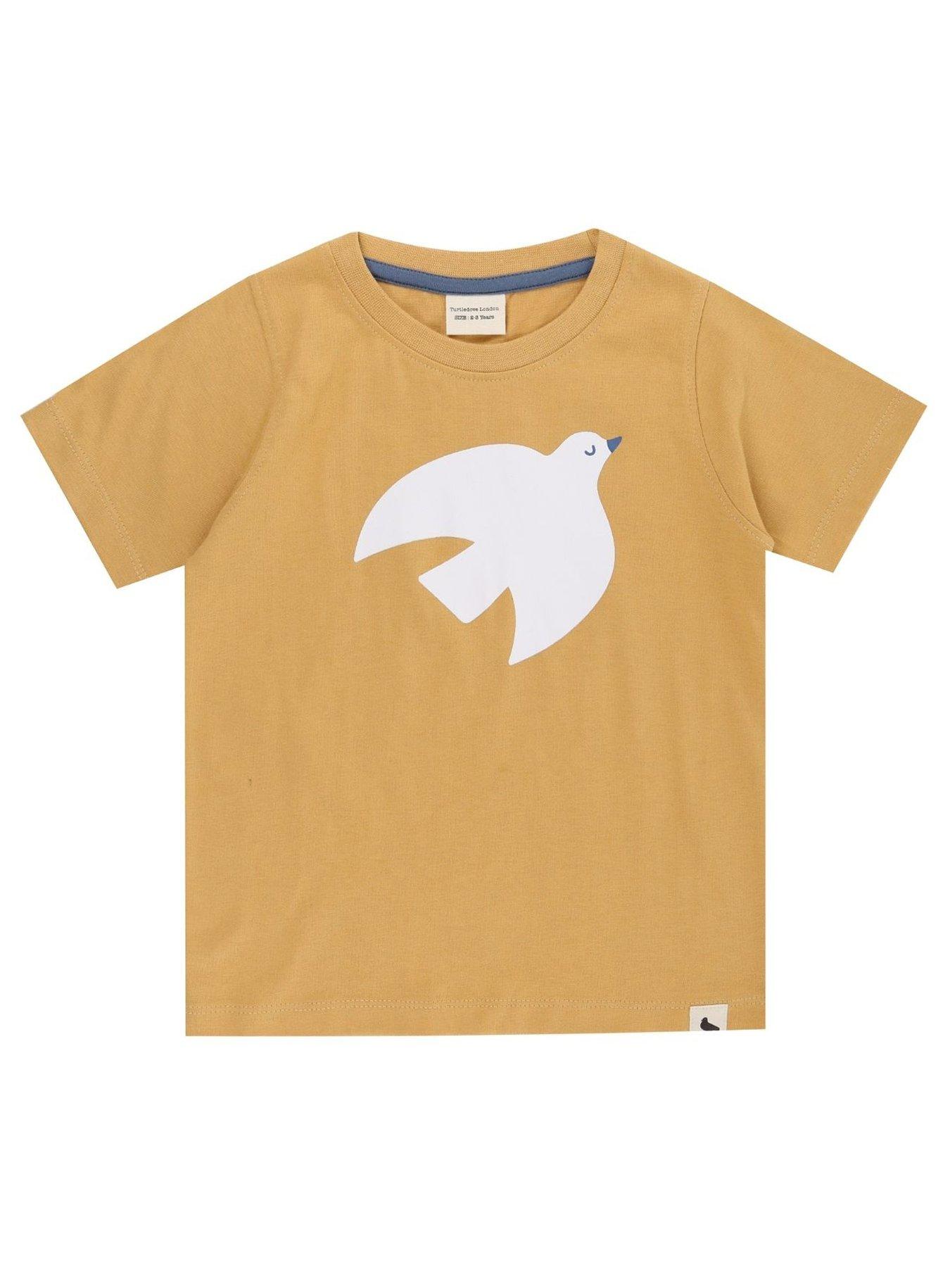 undefined Kids Bird Motif Print T-Shirt - Golden