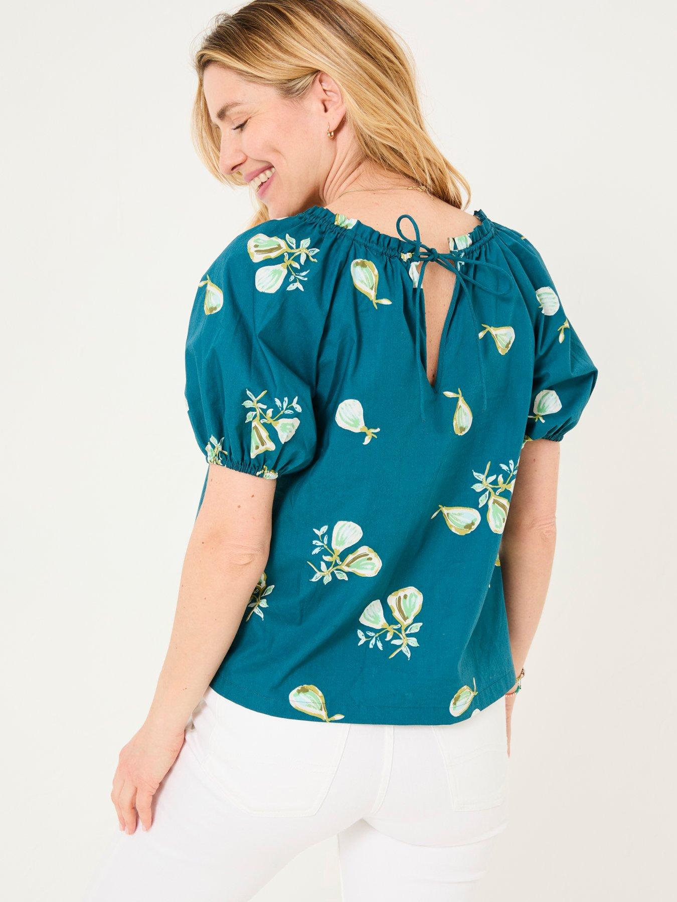 FatFace: Ronnie Fig Print Blouse - Blue