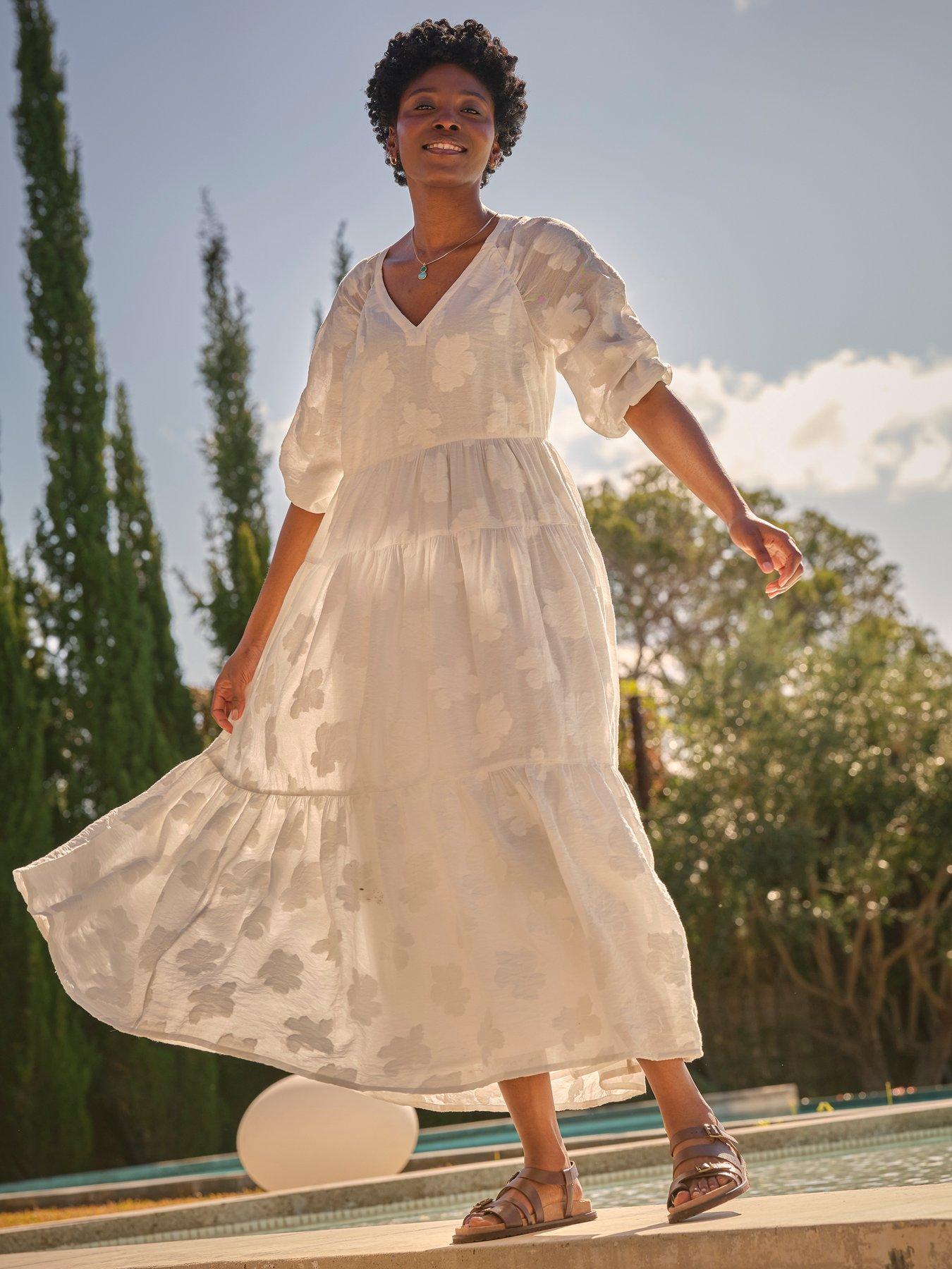 undefined Jacquard Dress - White