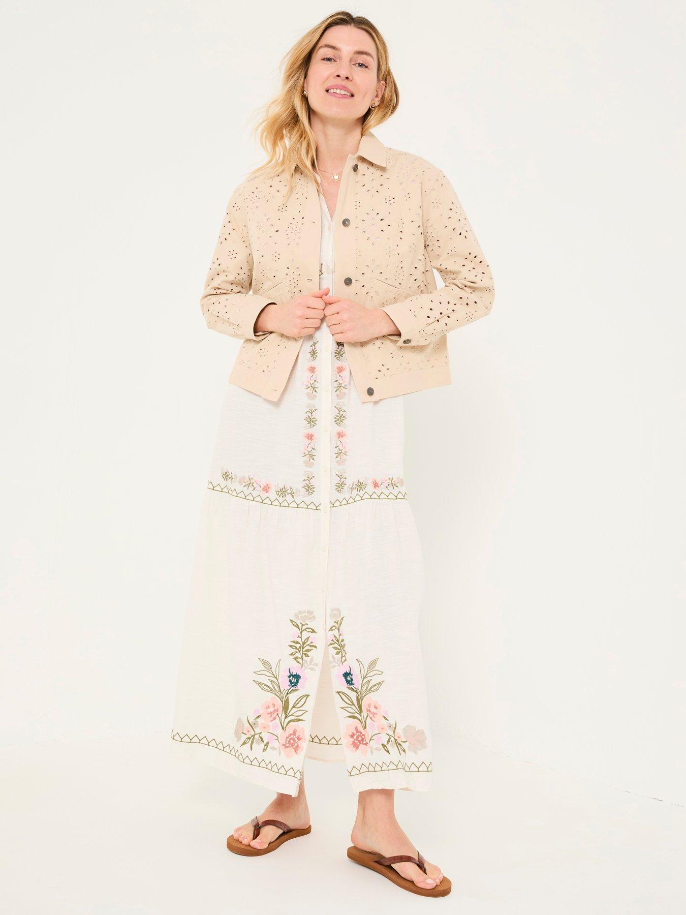 Image 3 of 6 of FatFace Zoe Embroidered Jacket - White